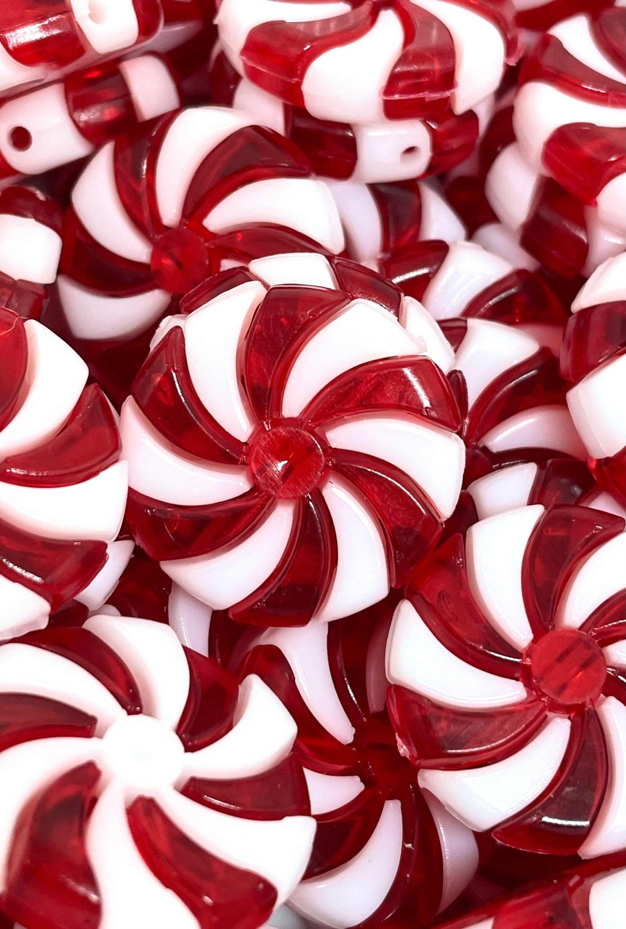 Cute Peppermint Cabochons, Resin, Christmas Decoden, Fake Food, Candy Candy Cane Themed