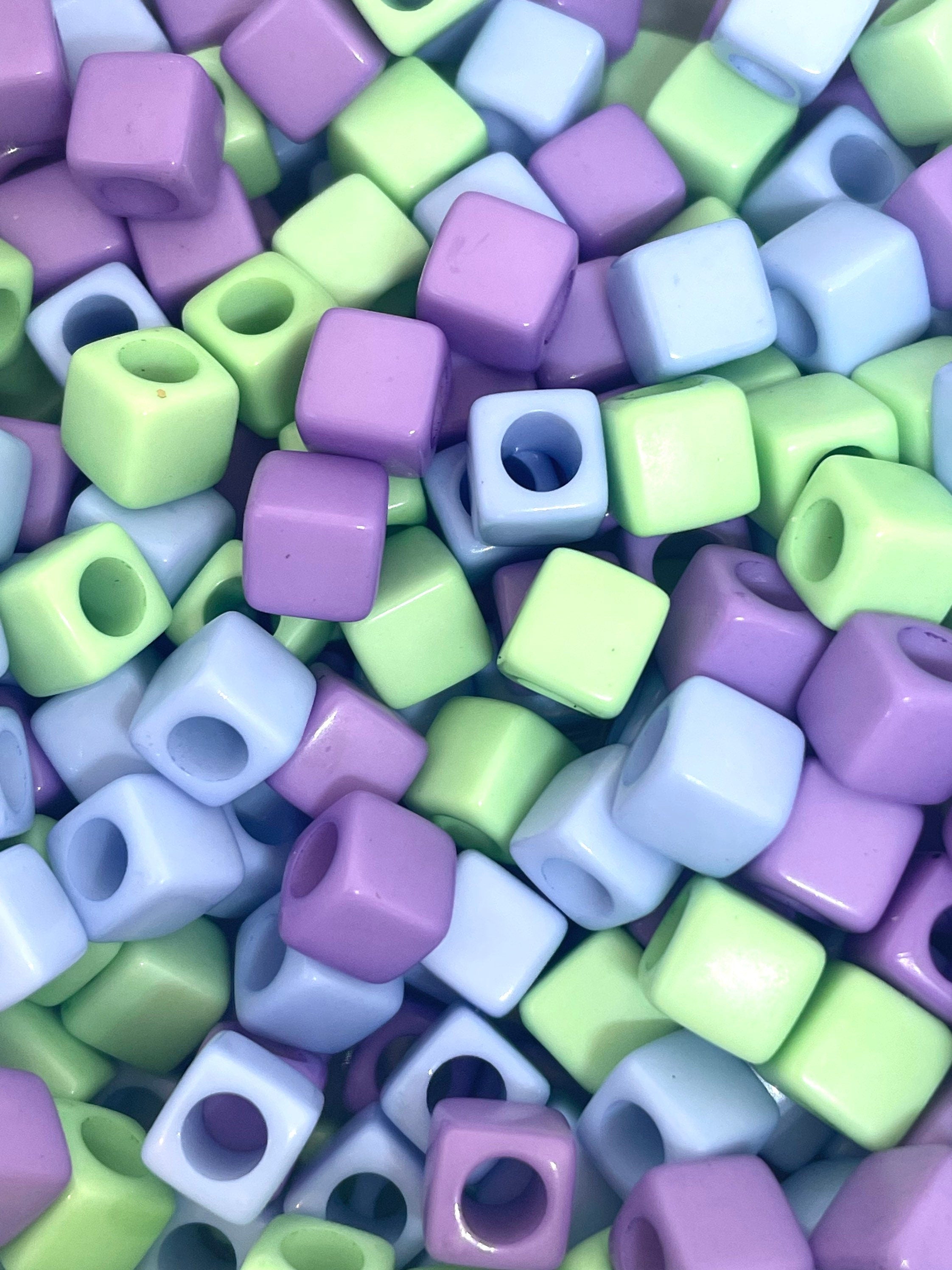 Pastel Square Beads, Pastel Cube Beads, Square Shaped Bead for Jewelry Making, 7mm Beads for Bracelet, Square Spacer Beads, Mermaid Bead Mix