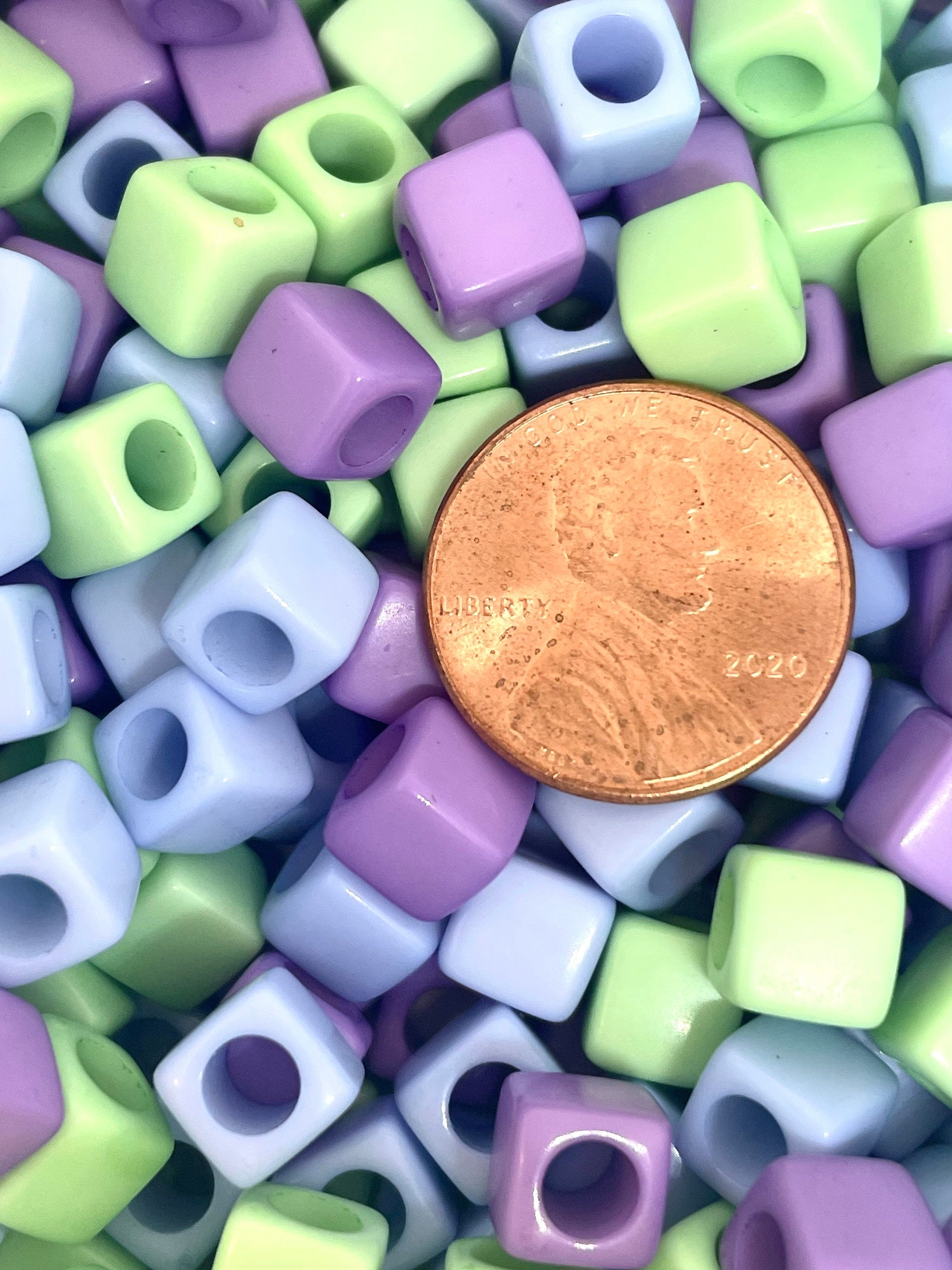 Pastel Square Beads, Pastel Cube Beads, Square Shaped Bead for Jewelry Making, 7mm Beads for Bracelet, Square Spacer Beads, Mermaid Bead Mix