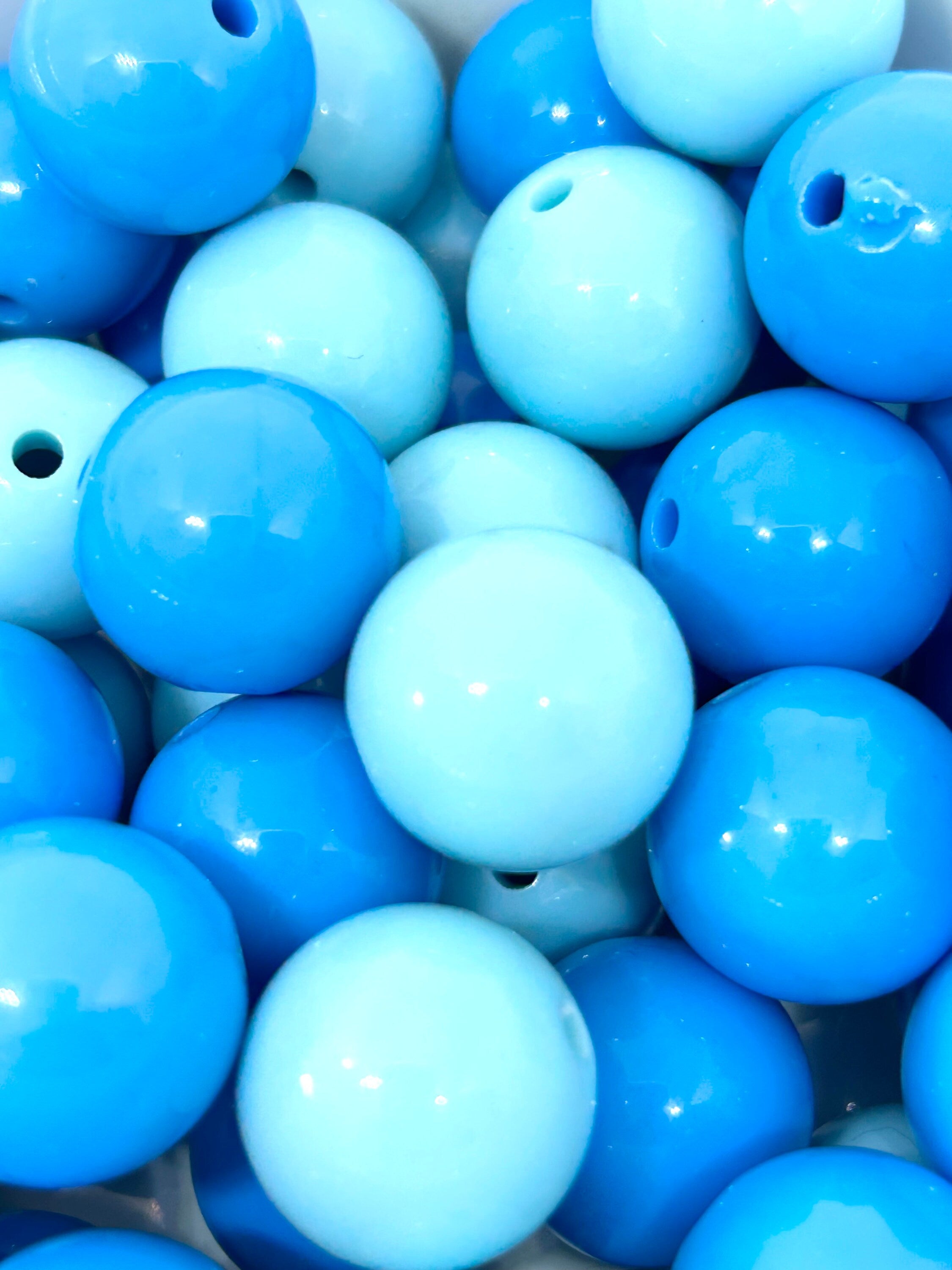 20mm Chunky Ocean Blue Themed Bead Set, Mix, Assortment, Bright Colored
