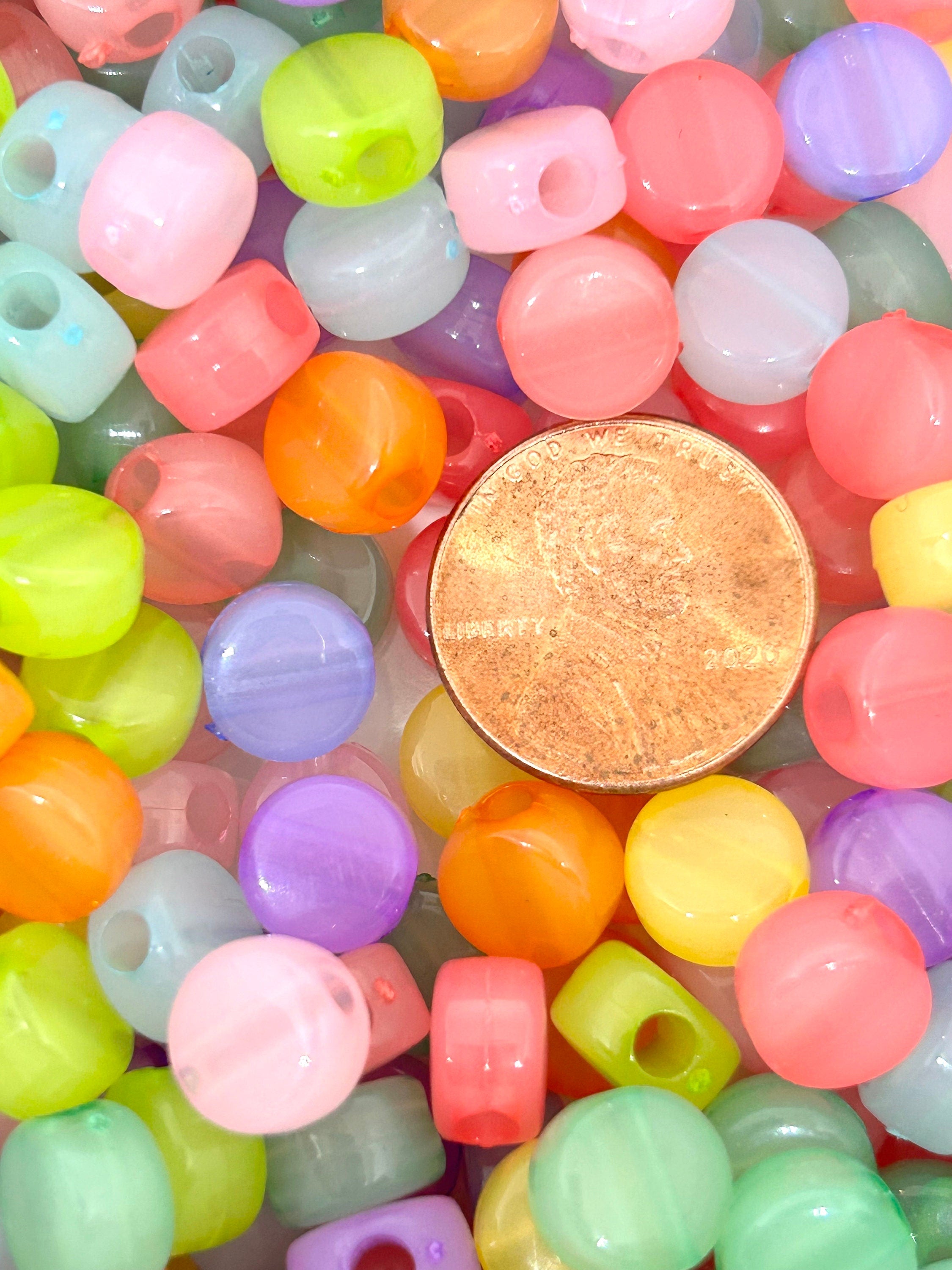Translucent Macaron Coin Beads, Colorful Candy Spacer Beads