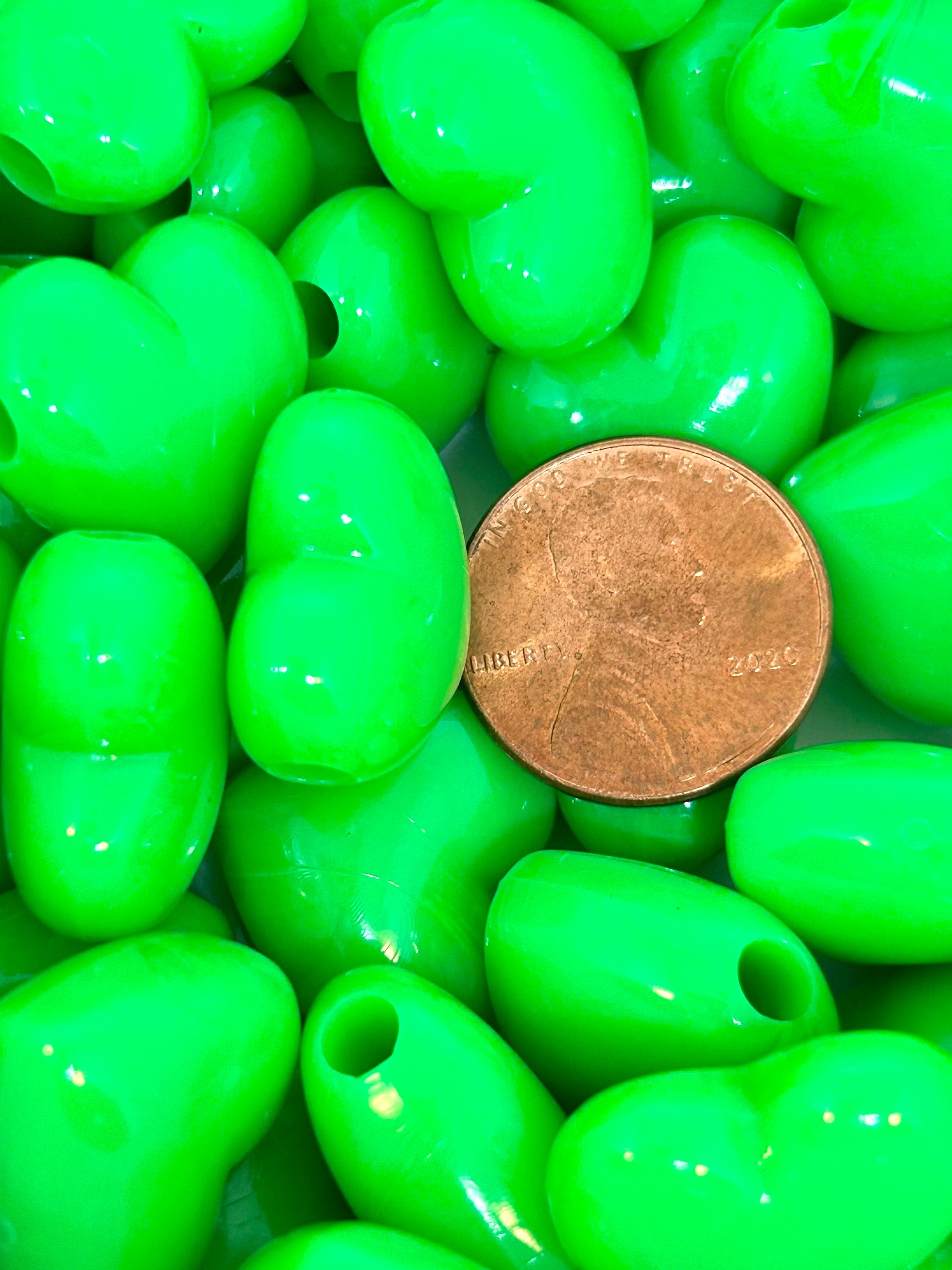 Neon Green Pendant Heart Beads