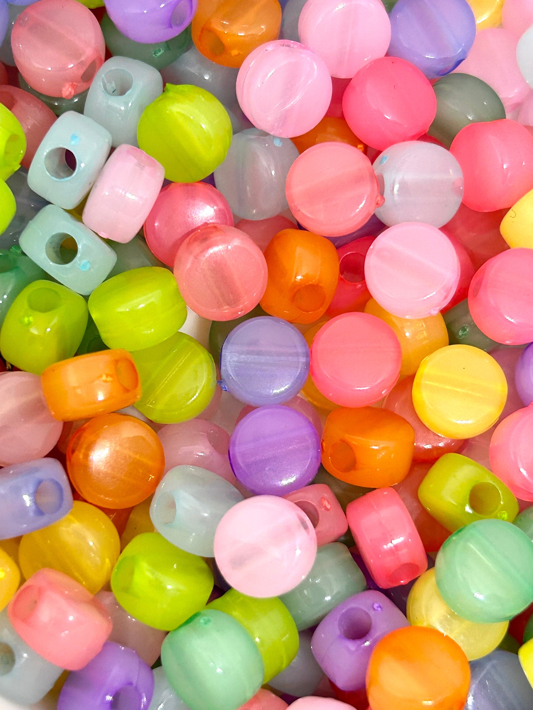 Translucent Macaron Coin Beads, Colorful Candy Spacer Beads