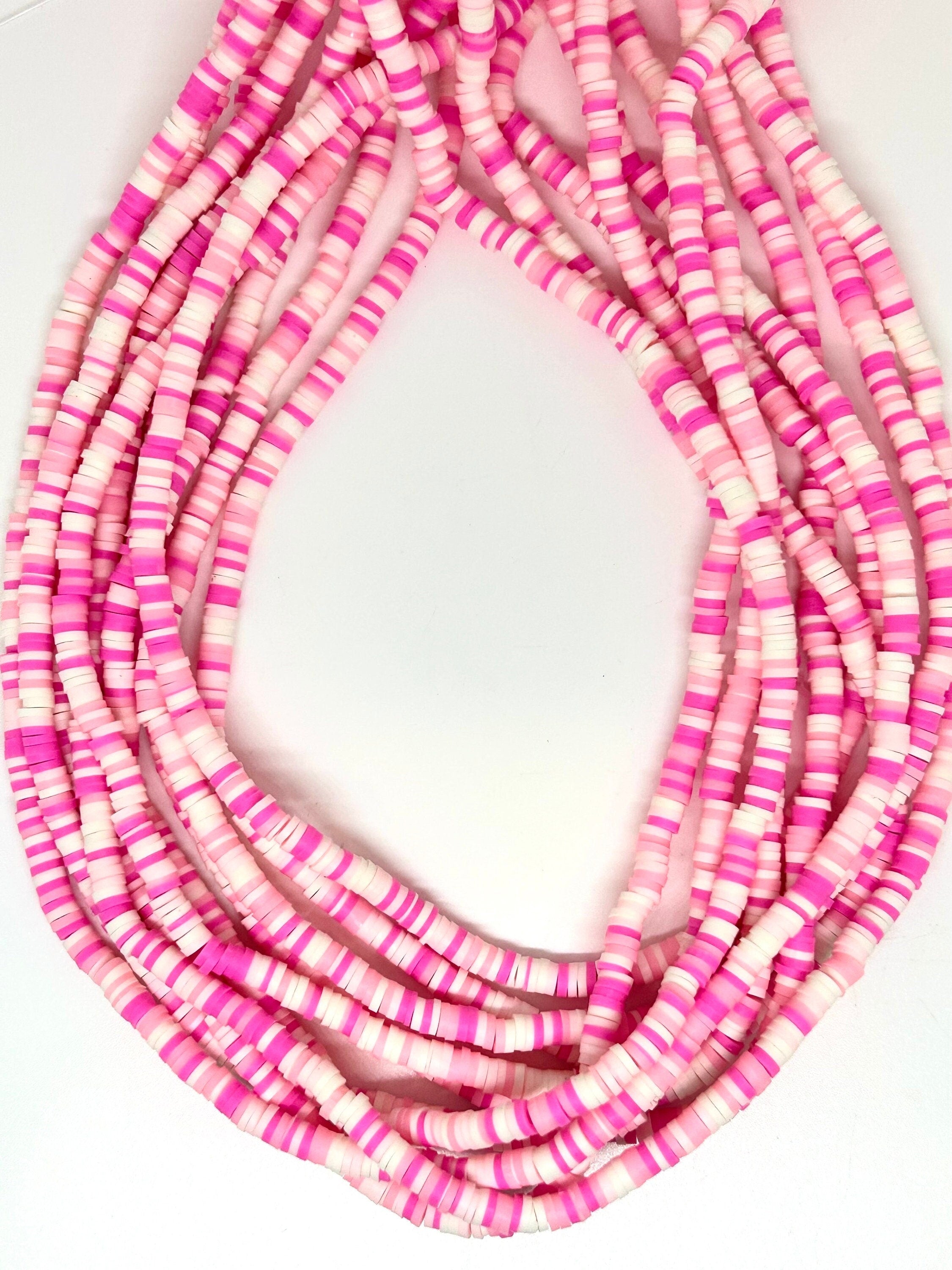 Mini Valentine's Day Pink Heishi Beads, Candy Disc Beads