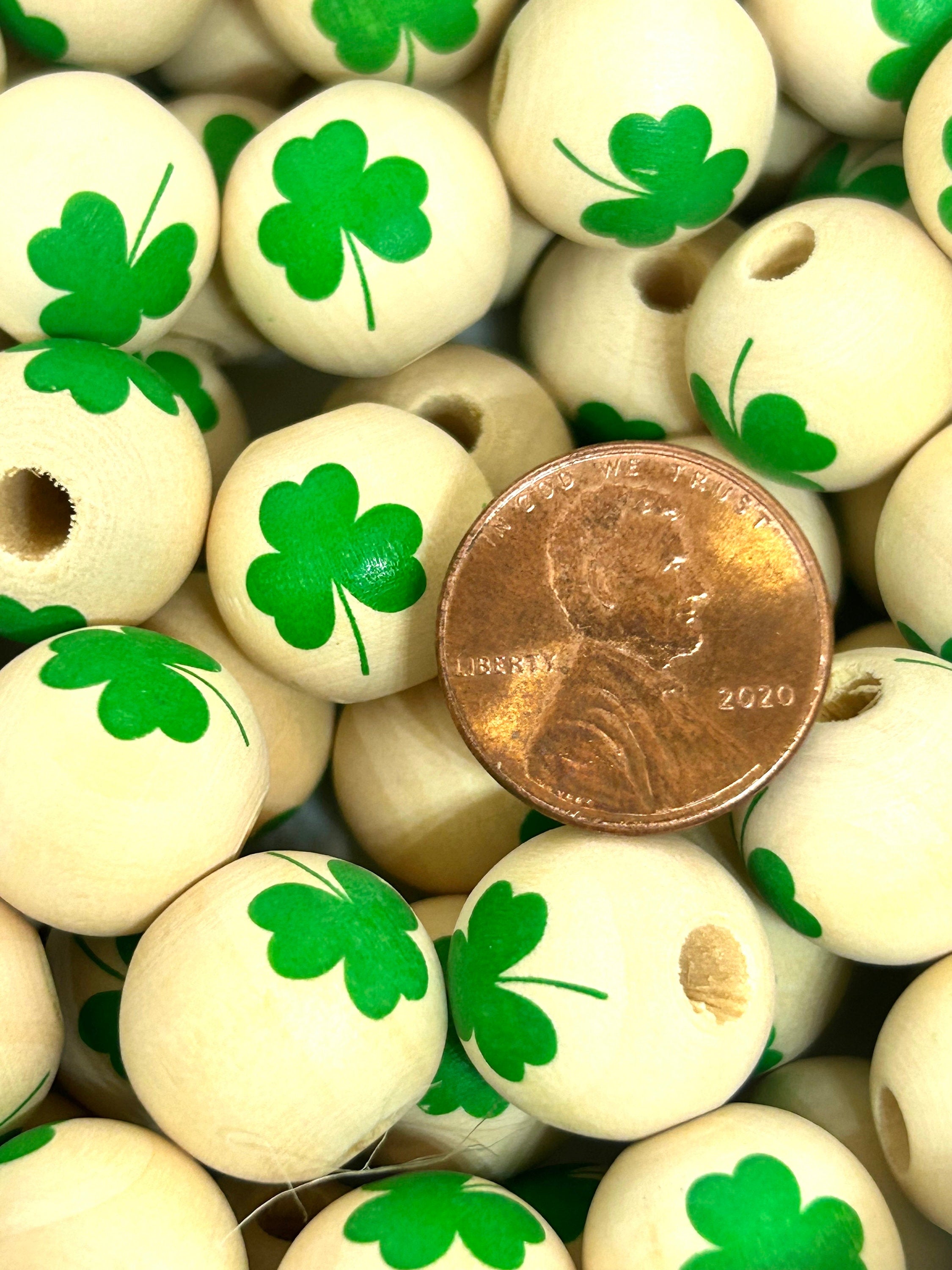 Shamrock Clover Saint Patrick's Day Wooden Beads