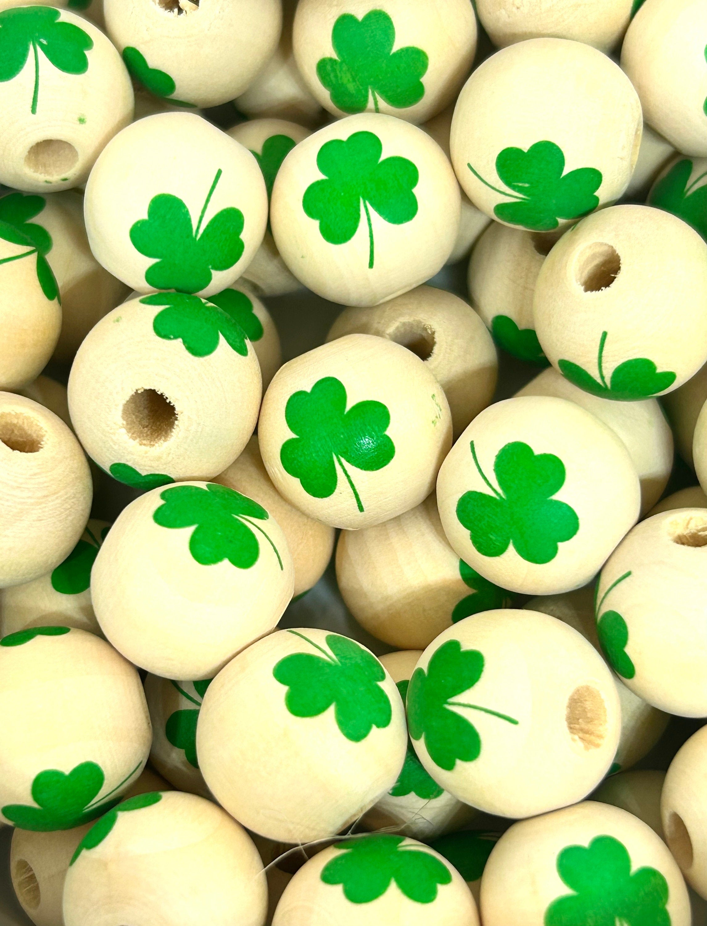 Shamrock Clover Saint Patrick's Day Wooden Beads