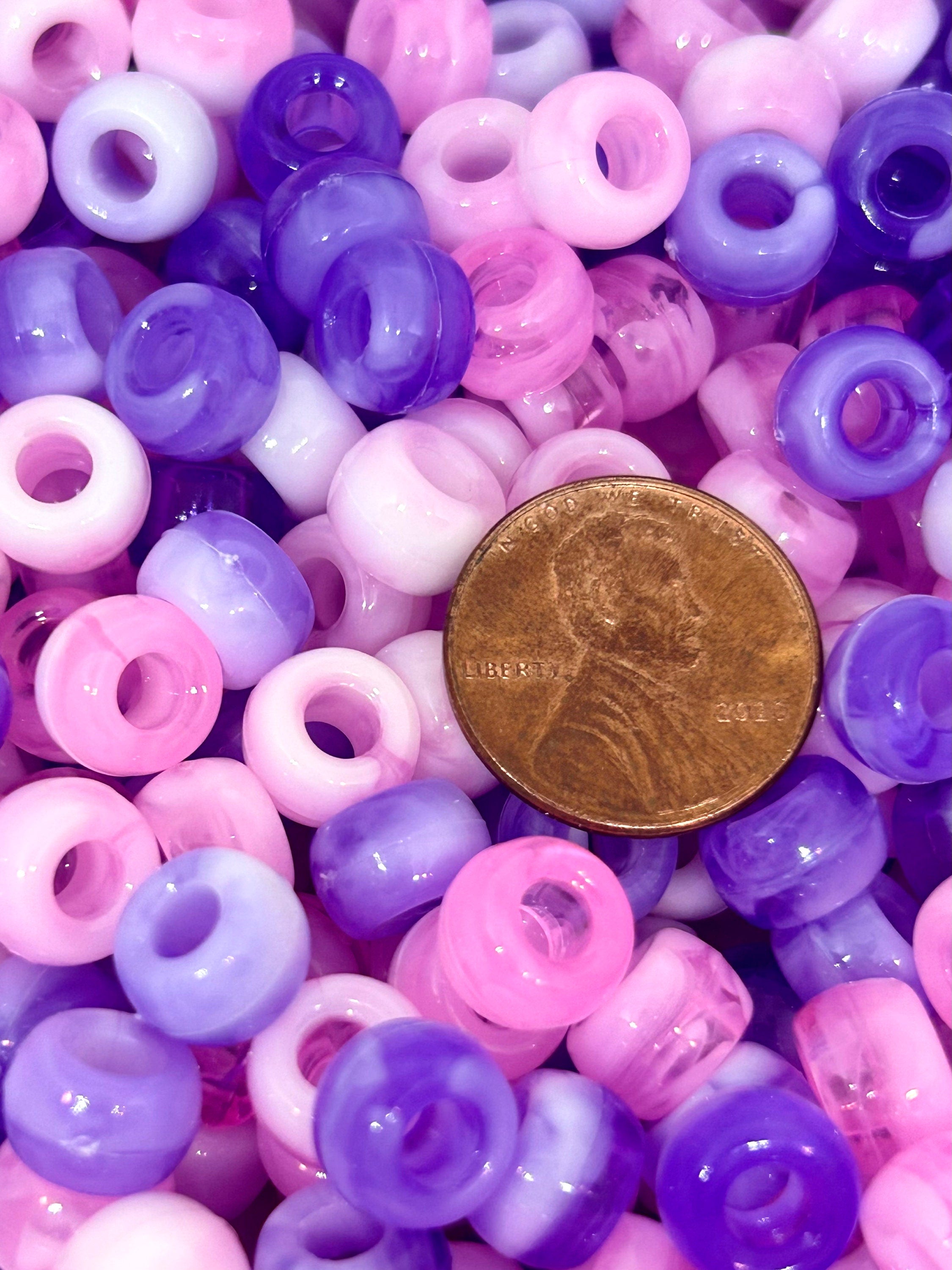 Sweet Candy Barrel Bead Assortment, Marbled Pony Beads