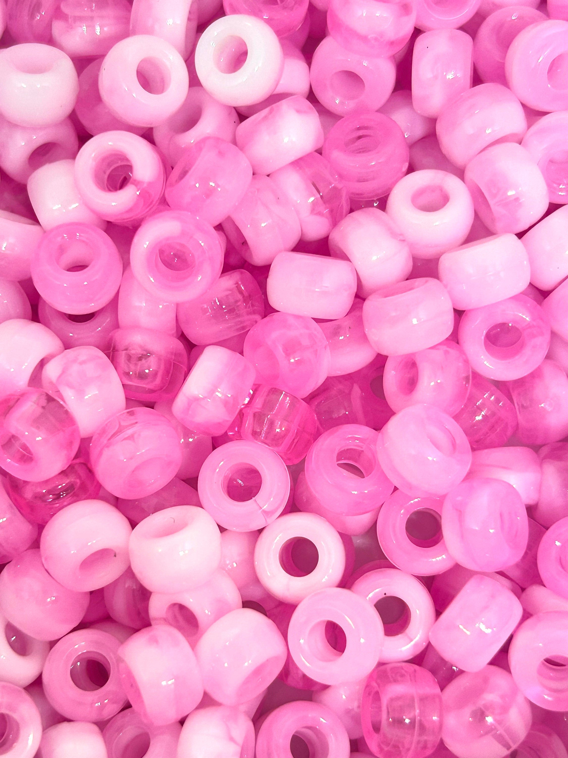 Strawberries and Cream Marbled Pony Bead Mix