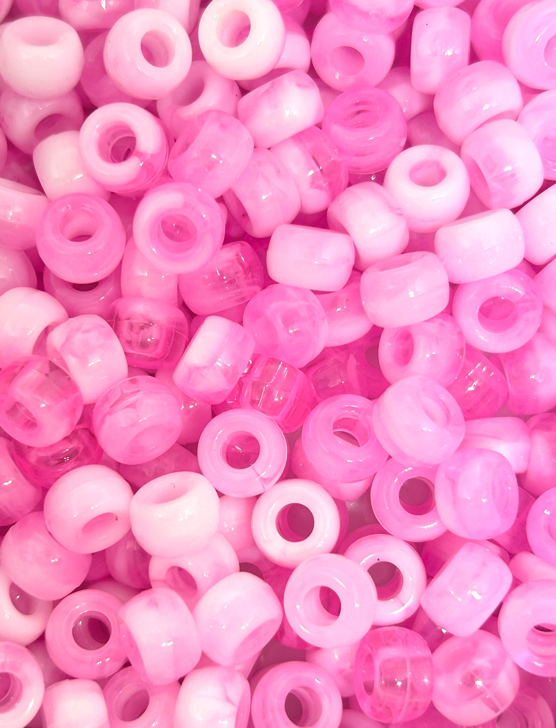 Strawberries and Cream Marbled Pony Bead Mix