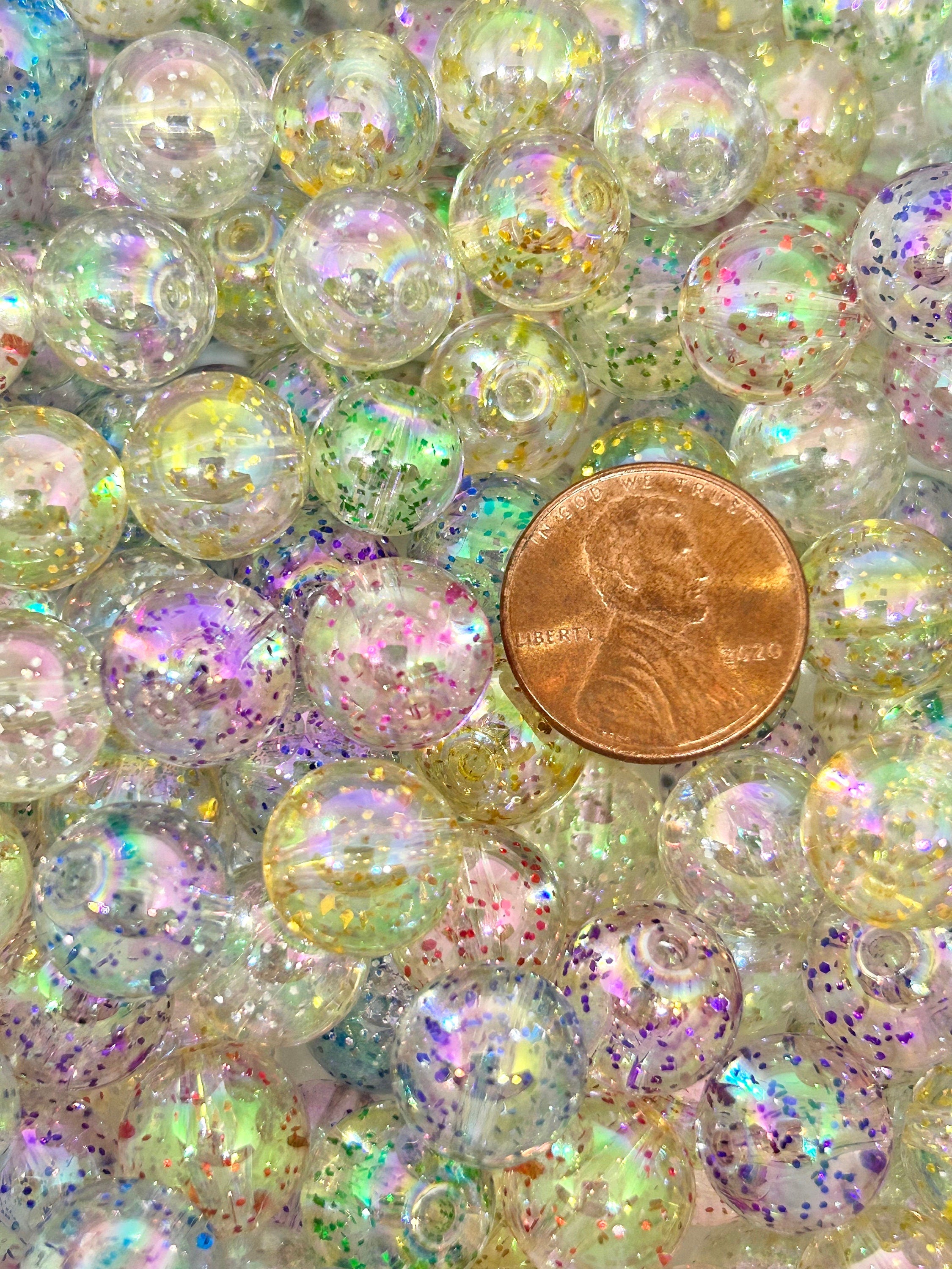 12mm Chunky Glitter Sparkle Beads