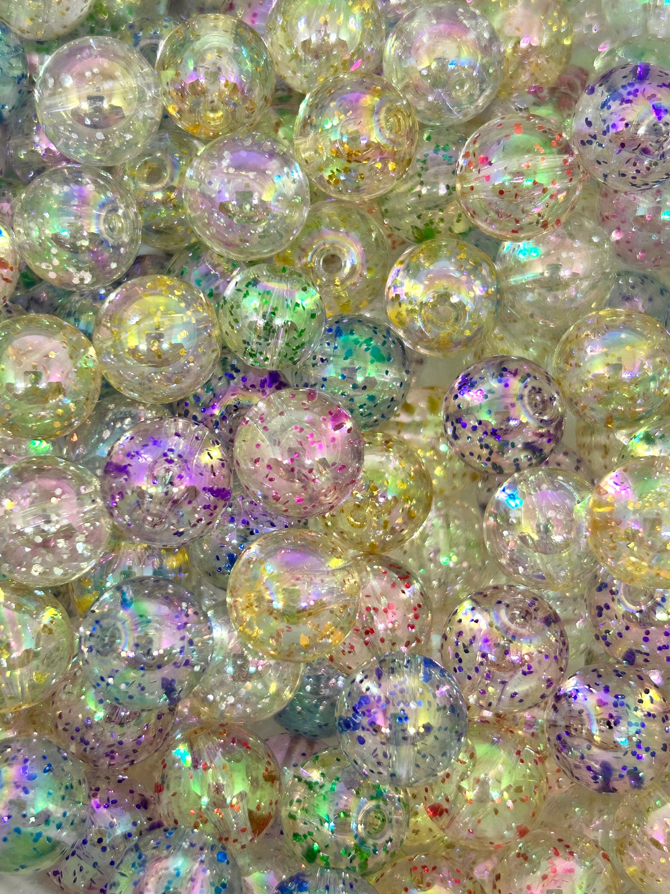 12mm Chunky Glitter Sparkle Beads