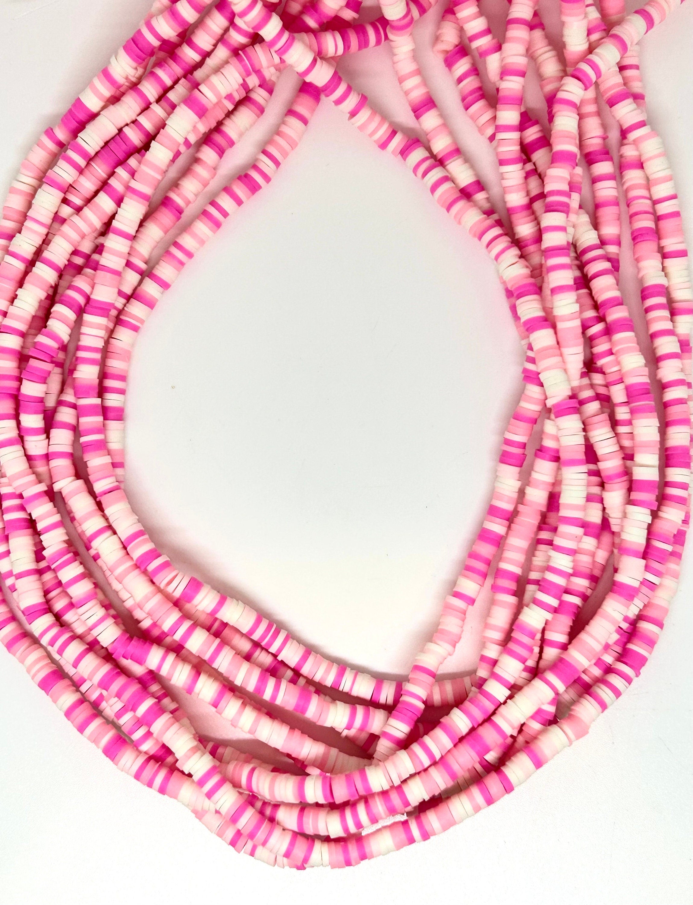 Mini Valentine's Day Pink Heishi Beads, Candy Disc Beads