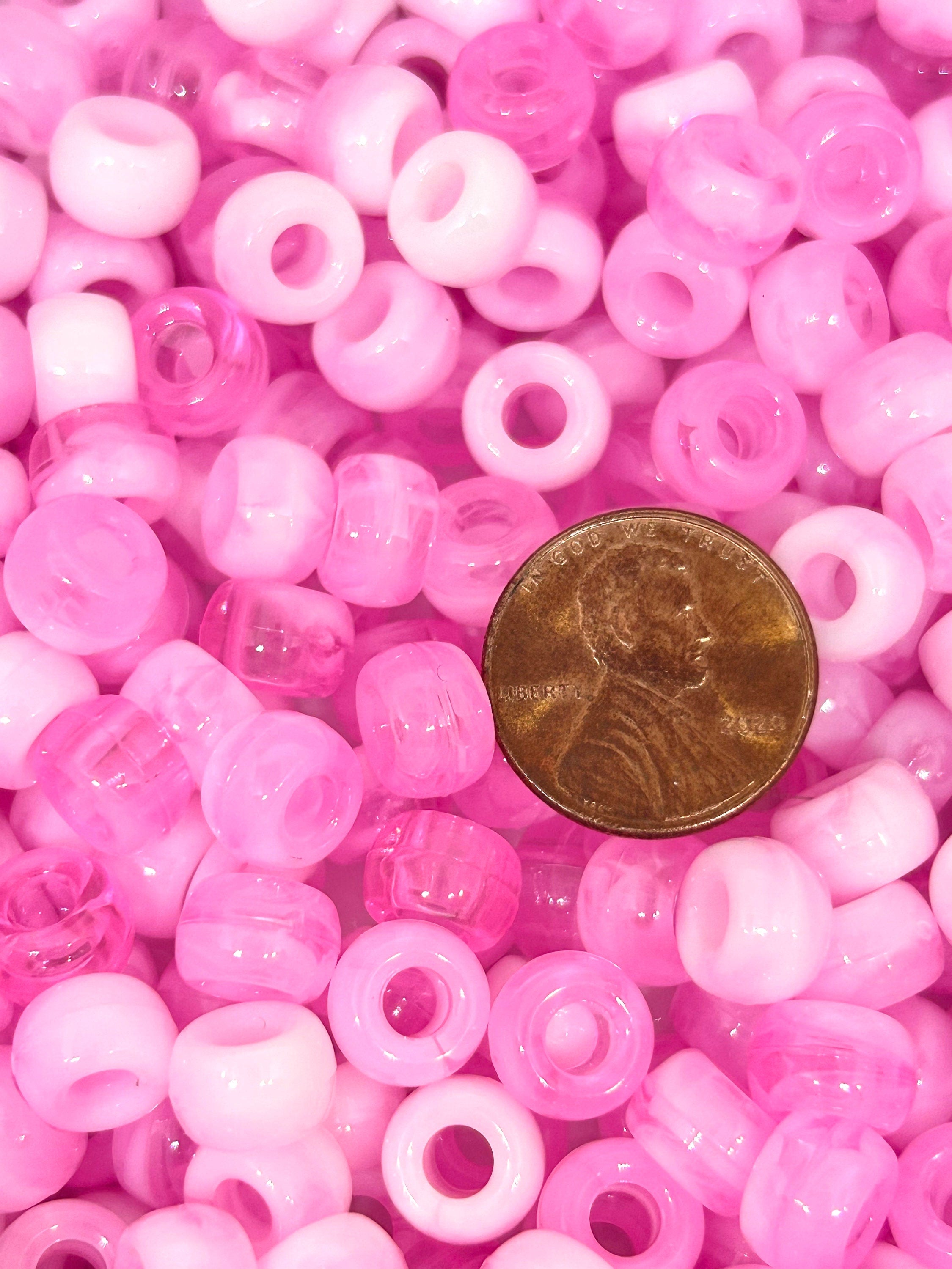 Strawberries and Cream Marbled Pony Bead Mix