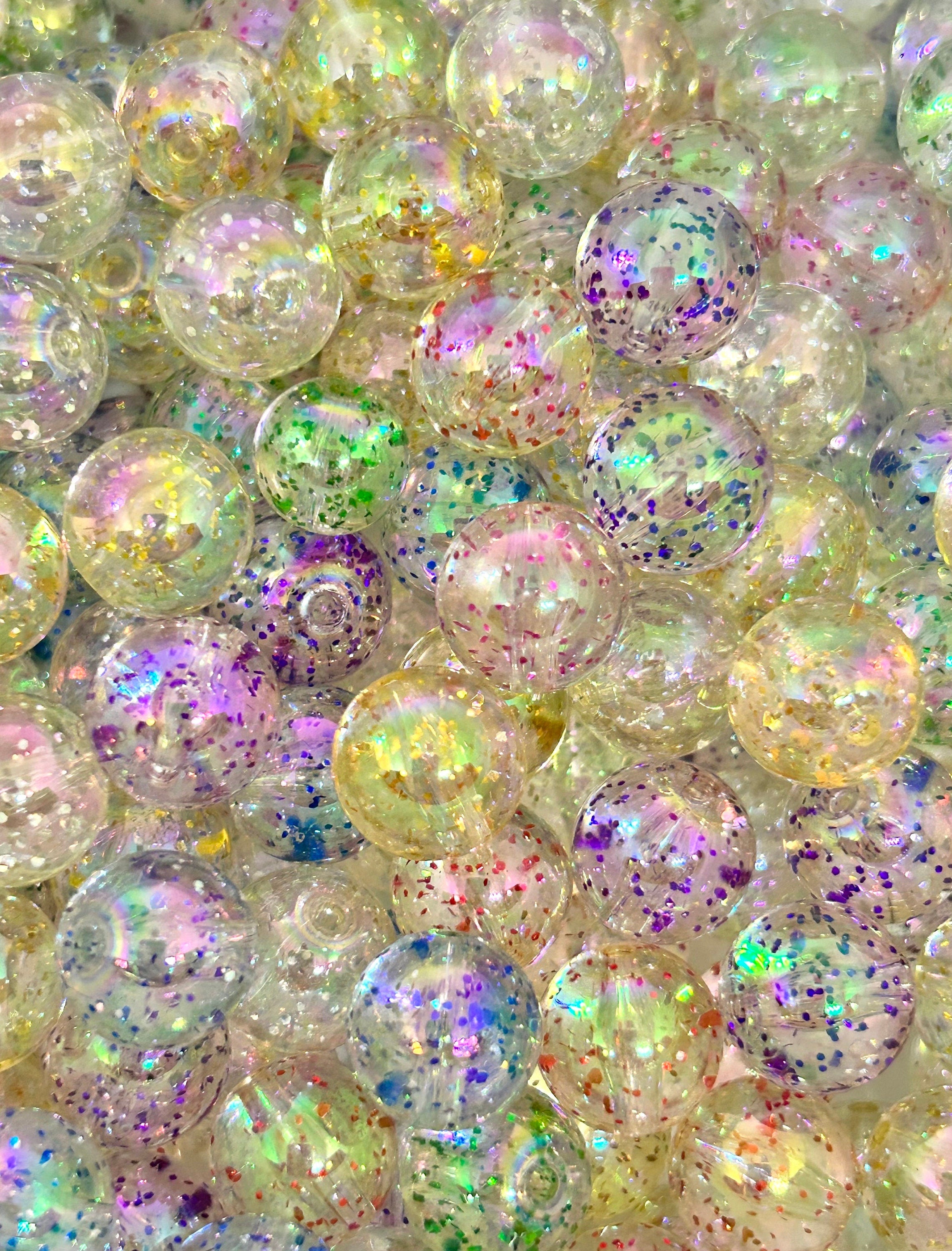 12mm Chunky Glitter Sparkle Beads
