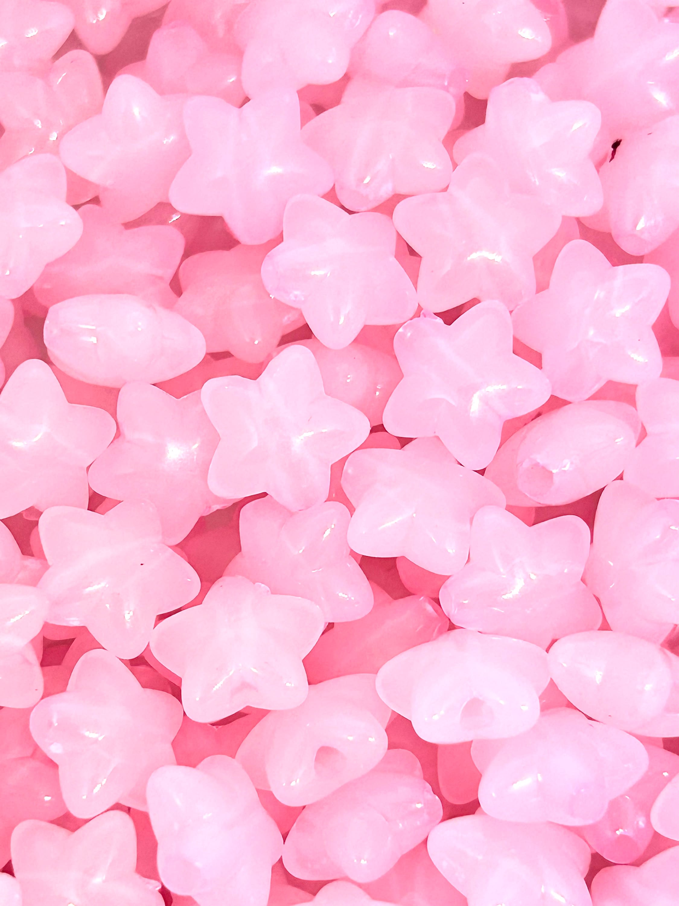 Translucent Light Pink Star Beads, Little Star