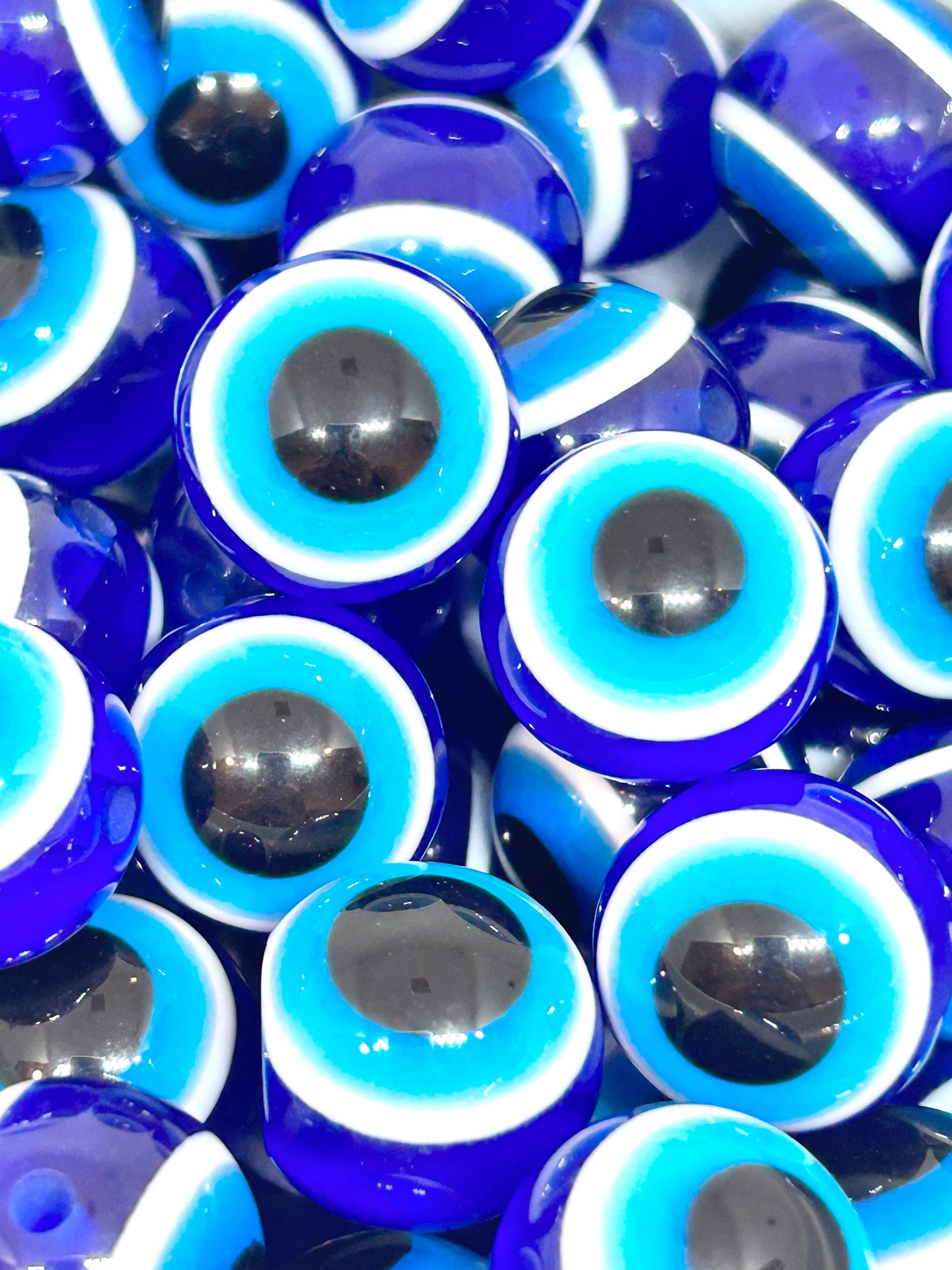 Eerie 20mm Royal Blue Eye Ball Beads by Madison Beads - Perfect for Spooky Halloween DIY Crafts and Jewelry Making
