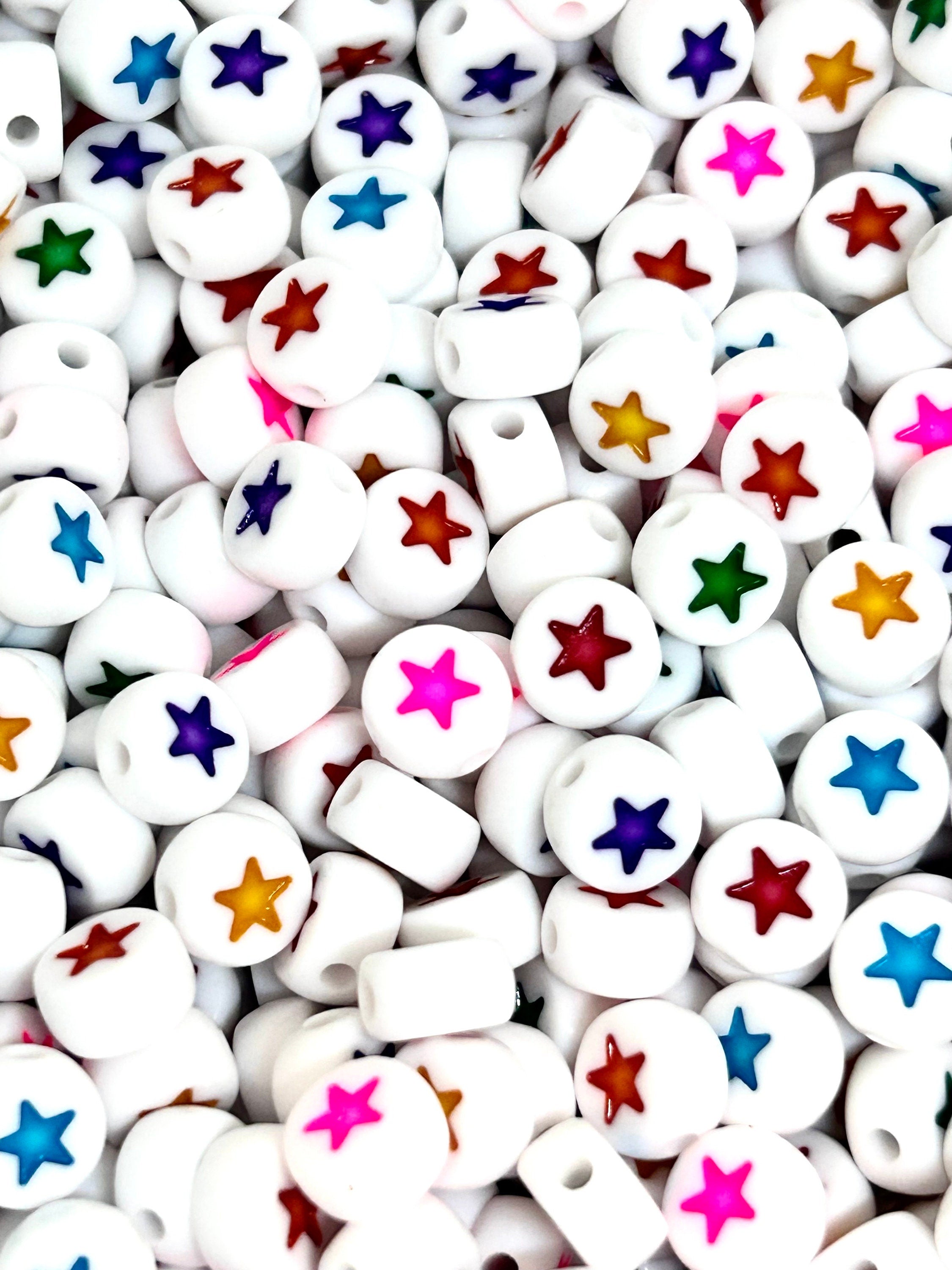 Vibrant Rainbow Star Coin Beads by Madison Beads - Perfect for Custom Name and Word Jewelry Crafts
