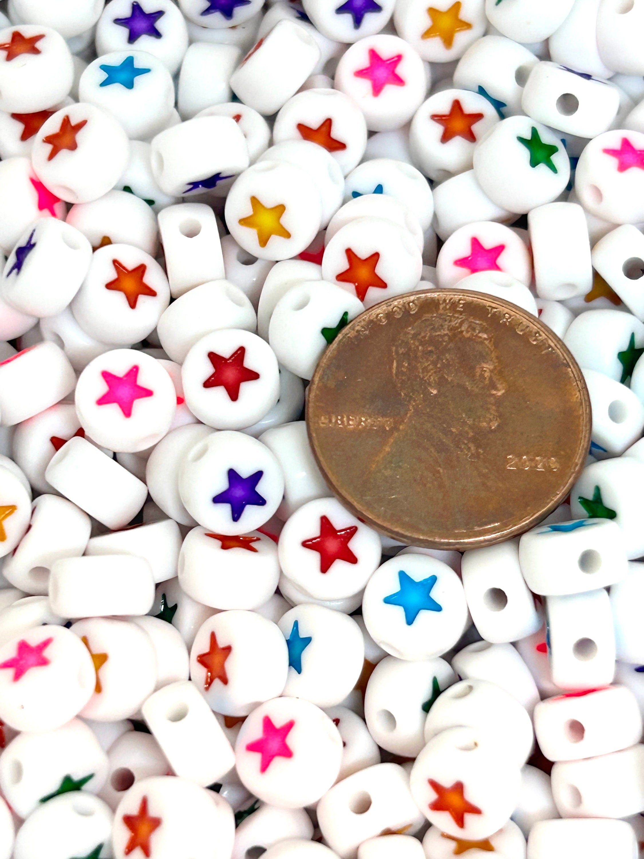 Vibrant Rainbow Star Coin Beads by Madison Beads - Perfect for Custom Name and Word Jewelry Crafts