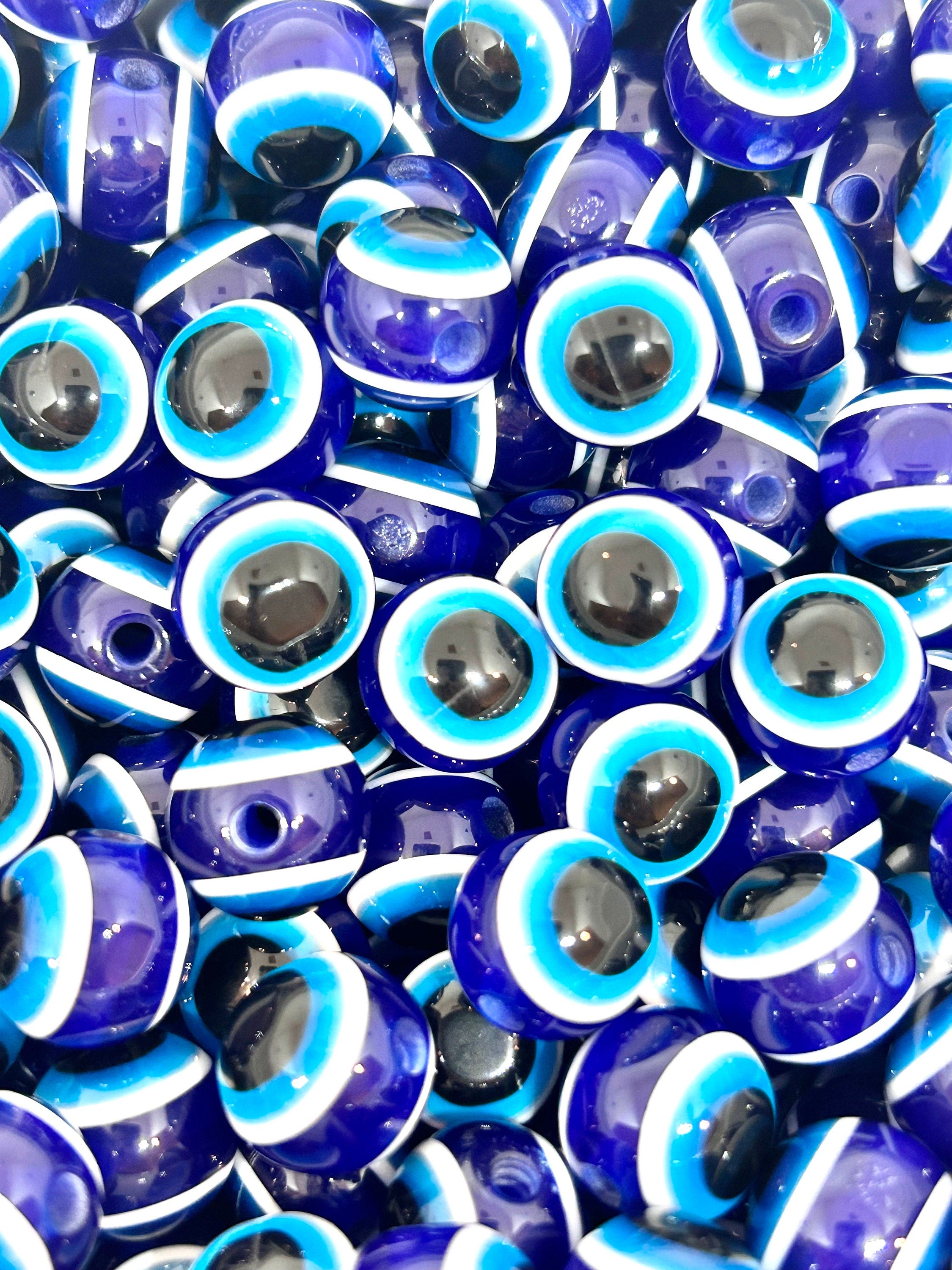 Spooky 12mm Royal Blue Eye Ball Beads by Madison Beads - Essential Halloween Crafting and Jewelry Making Supply
