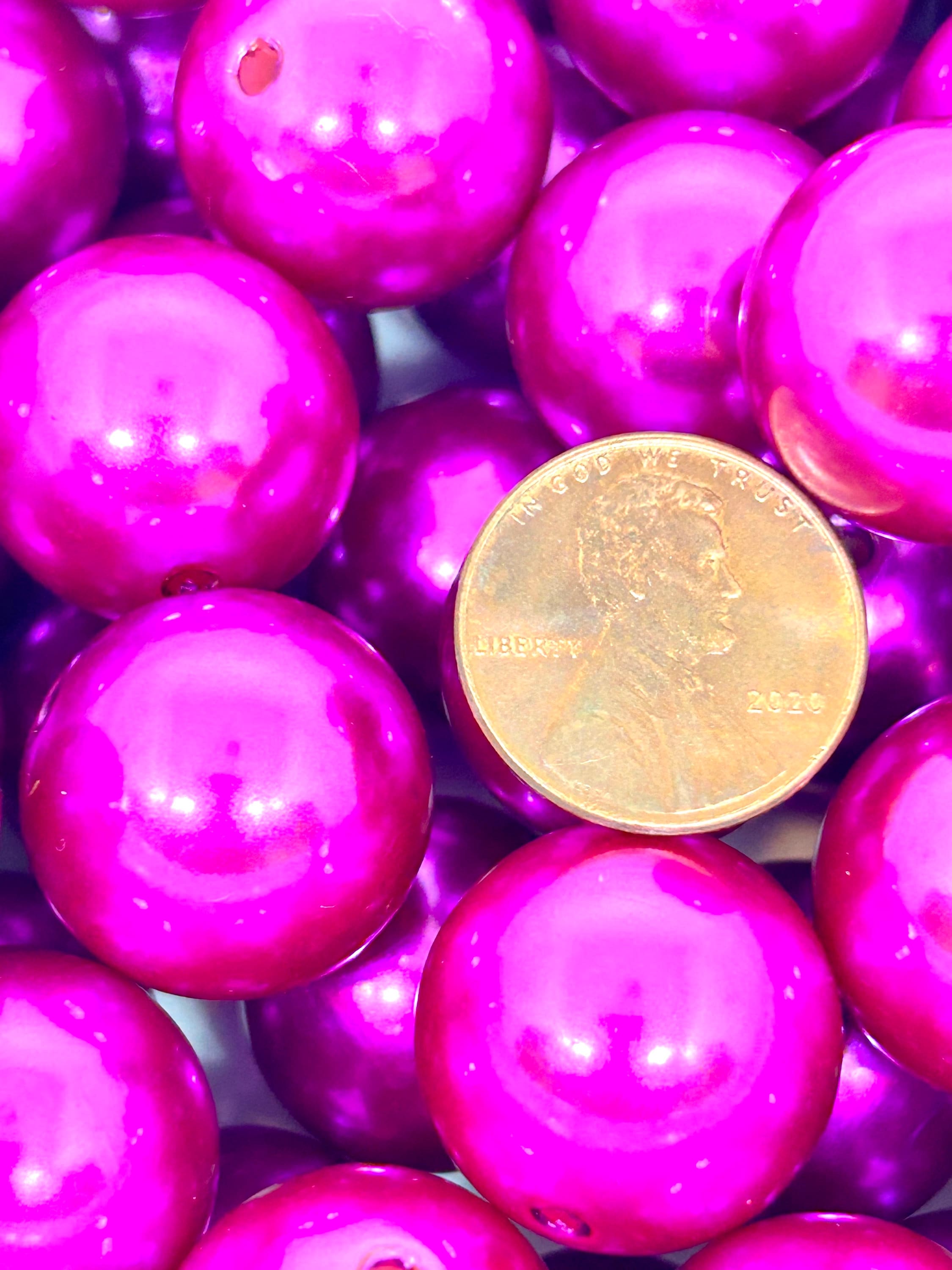 Vibrant 20mm Fuchsia Pearlized Beads by Madison Beads - Brighten Your DIY Projects and Jewelry Crafts