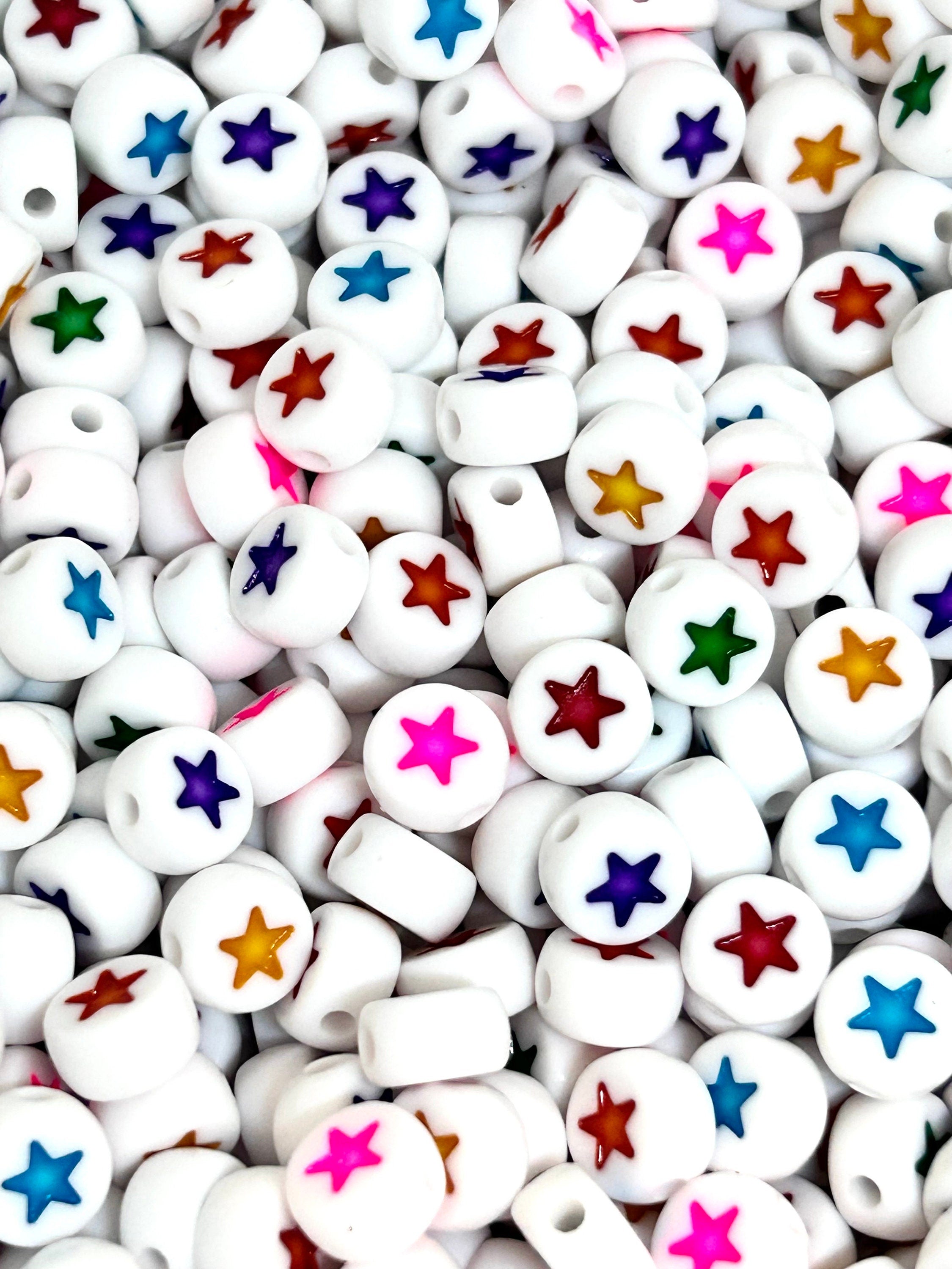 Vibrant Rainbow Star Coin Beads by Madison Beads - Perfect for Custom Name and Word Jewelry Crafts