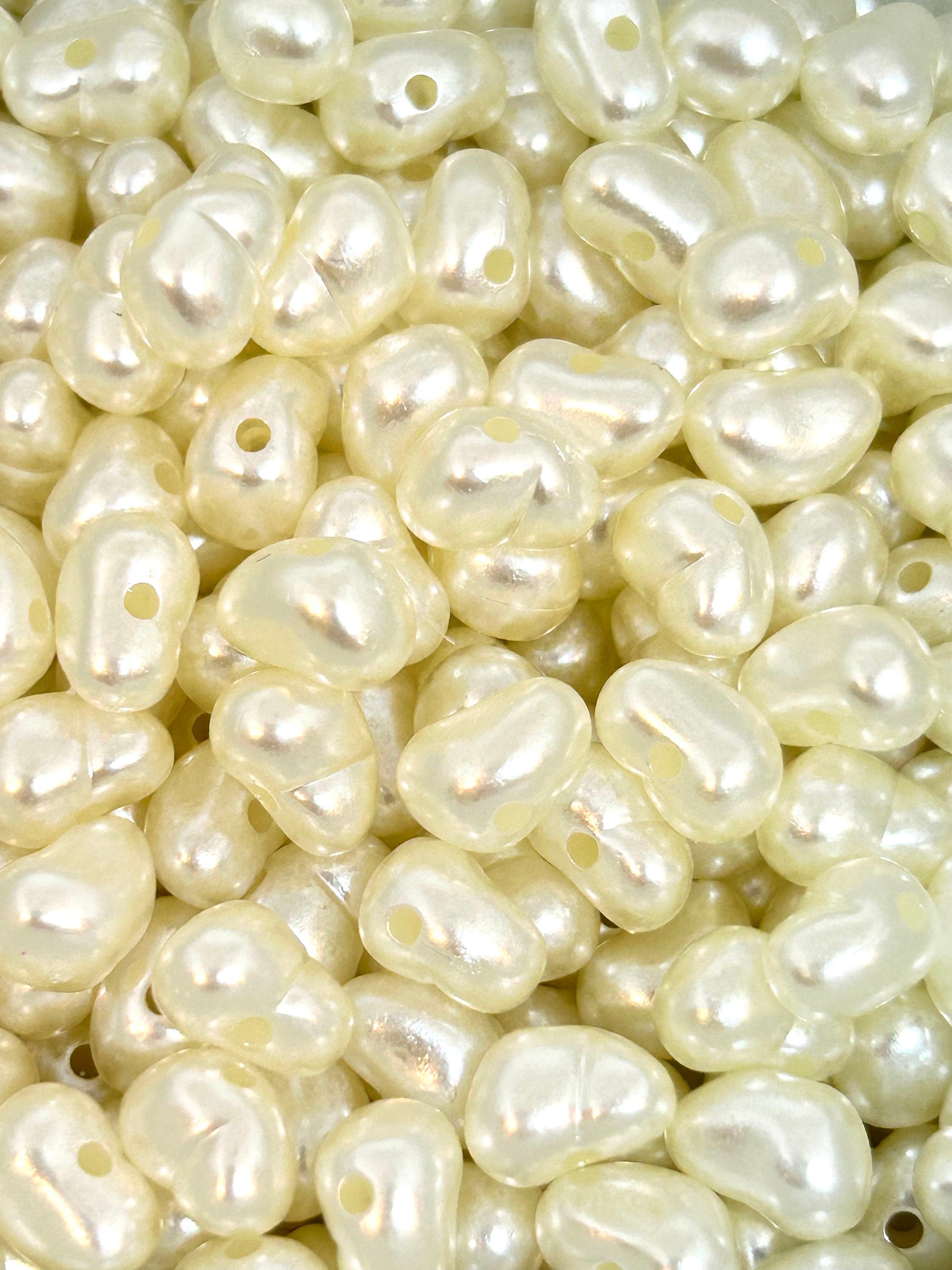 Cream Colored Imitation Pearl Beans - Elegant Beads for Bracelets & Necklaces