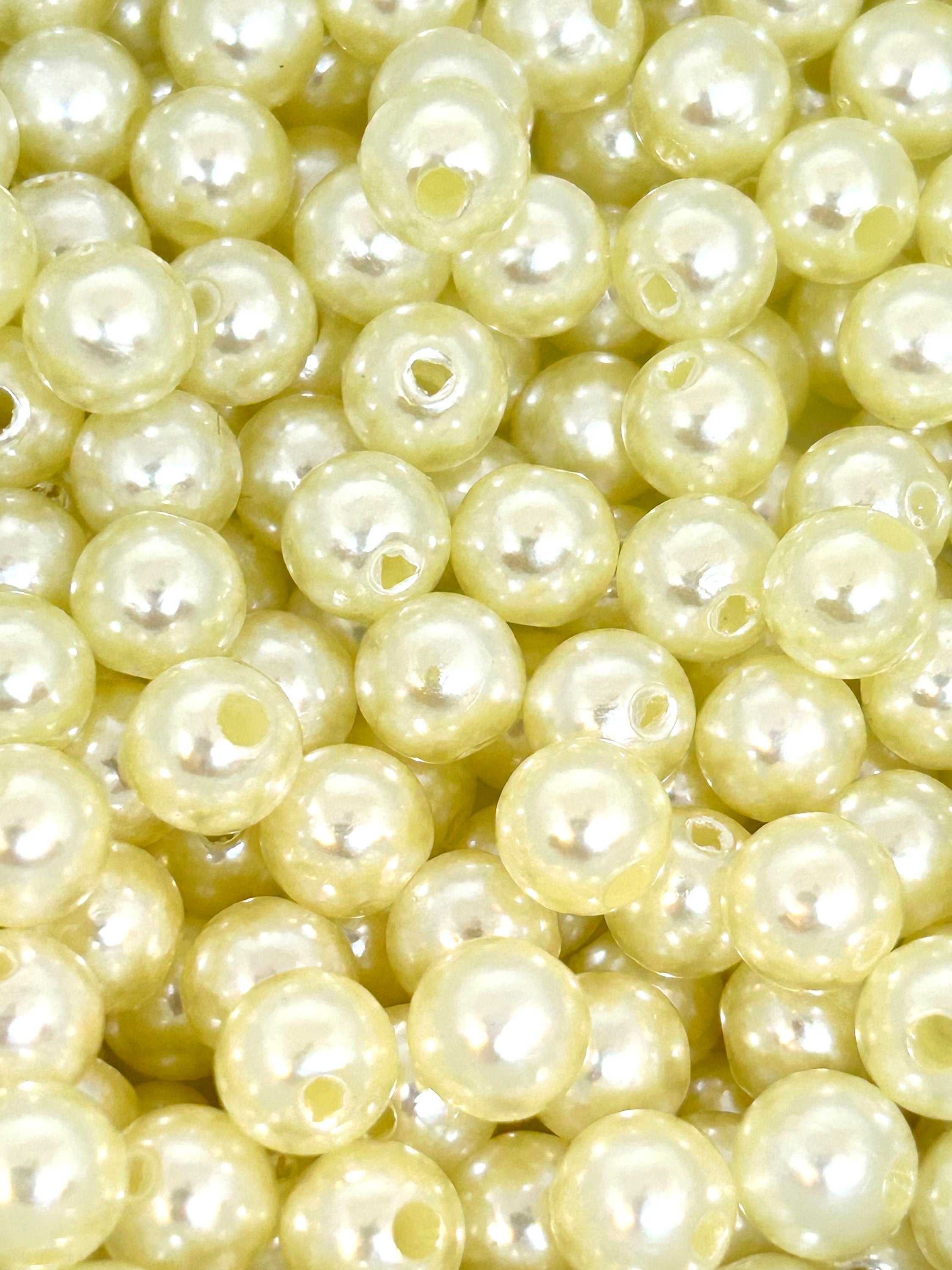 8mm Cream Colored Round Imitation Pearls - Exquisite Beads for Bracelets & Necklaces