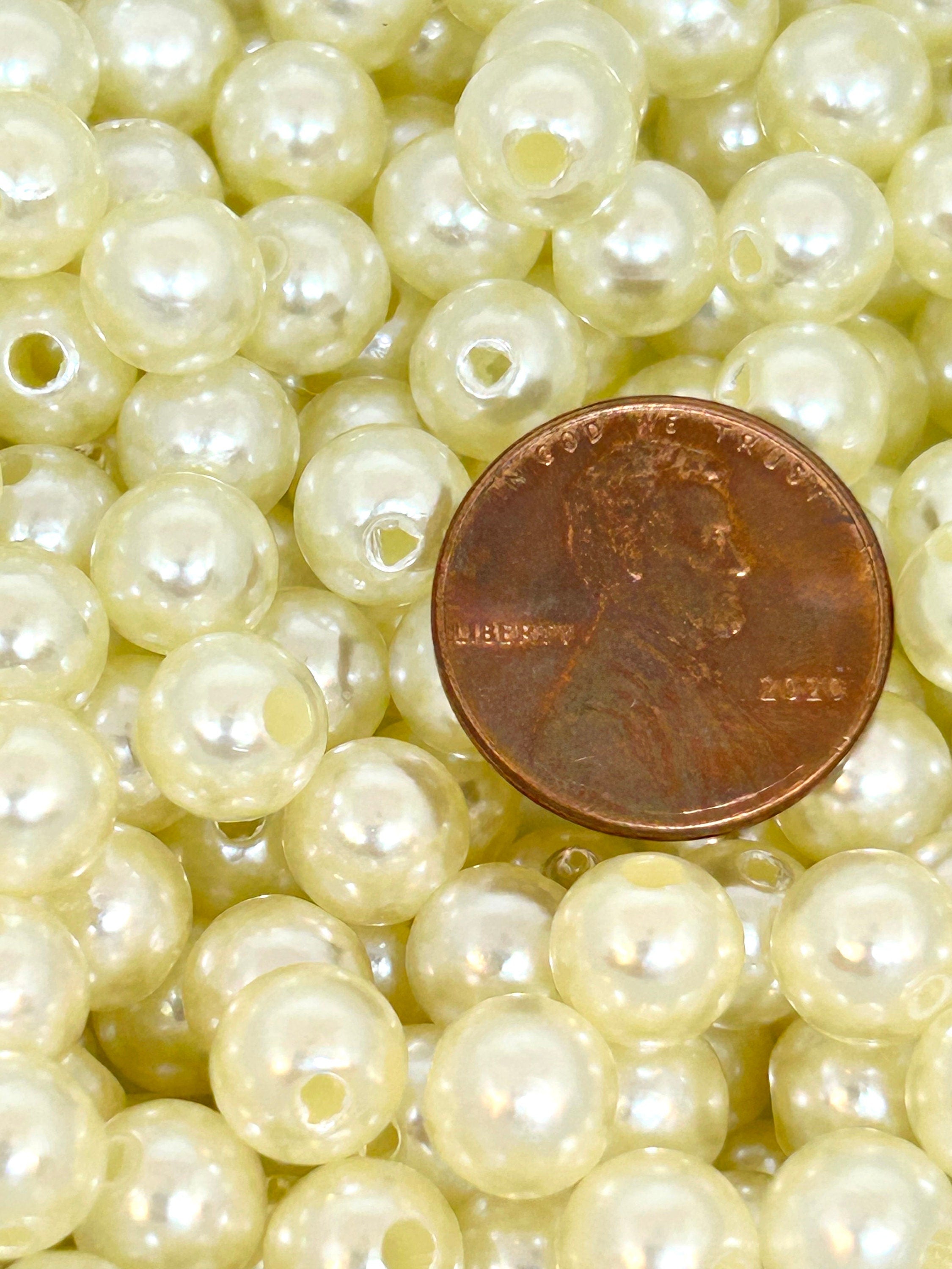 8mm Cream Colored Round Imitation Pearls - Exquisite Beads for Bracelets & Necklaces
