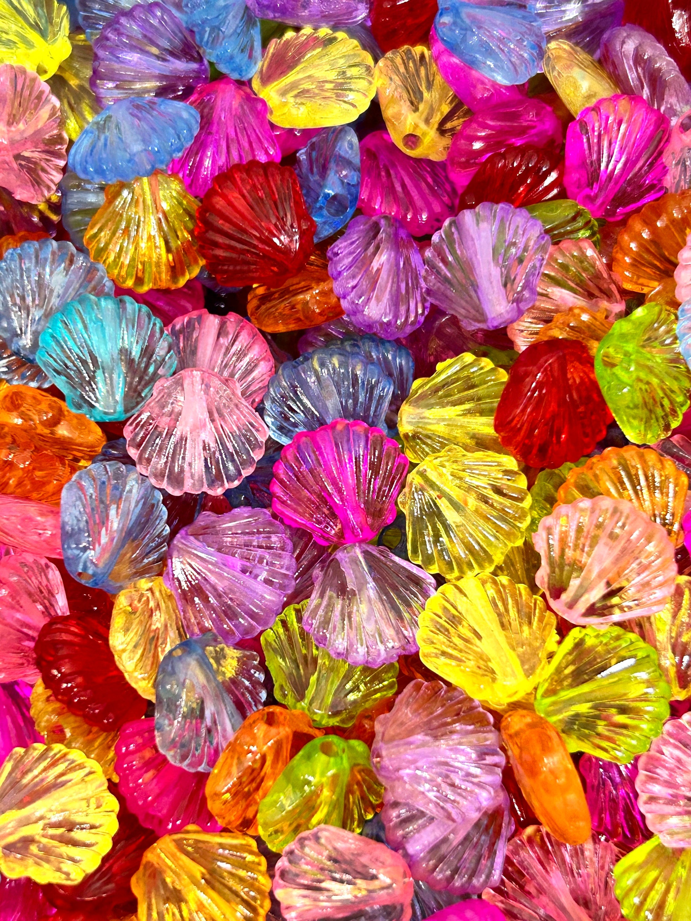 Rainbow Translucent Clam Shell Bead Mix - Perfect for Mermaid-Themed Jewelry Designs
