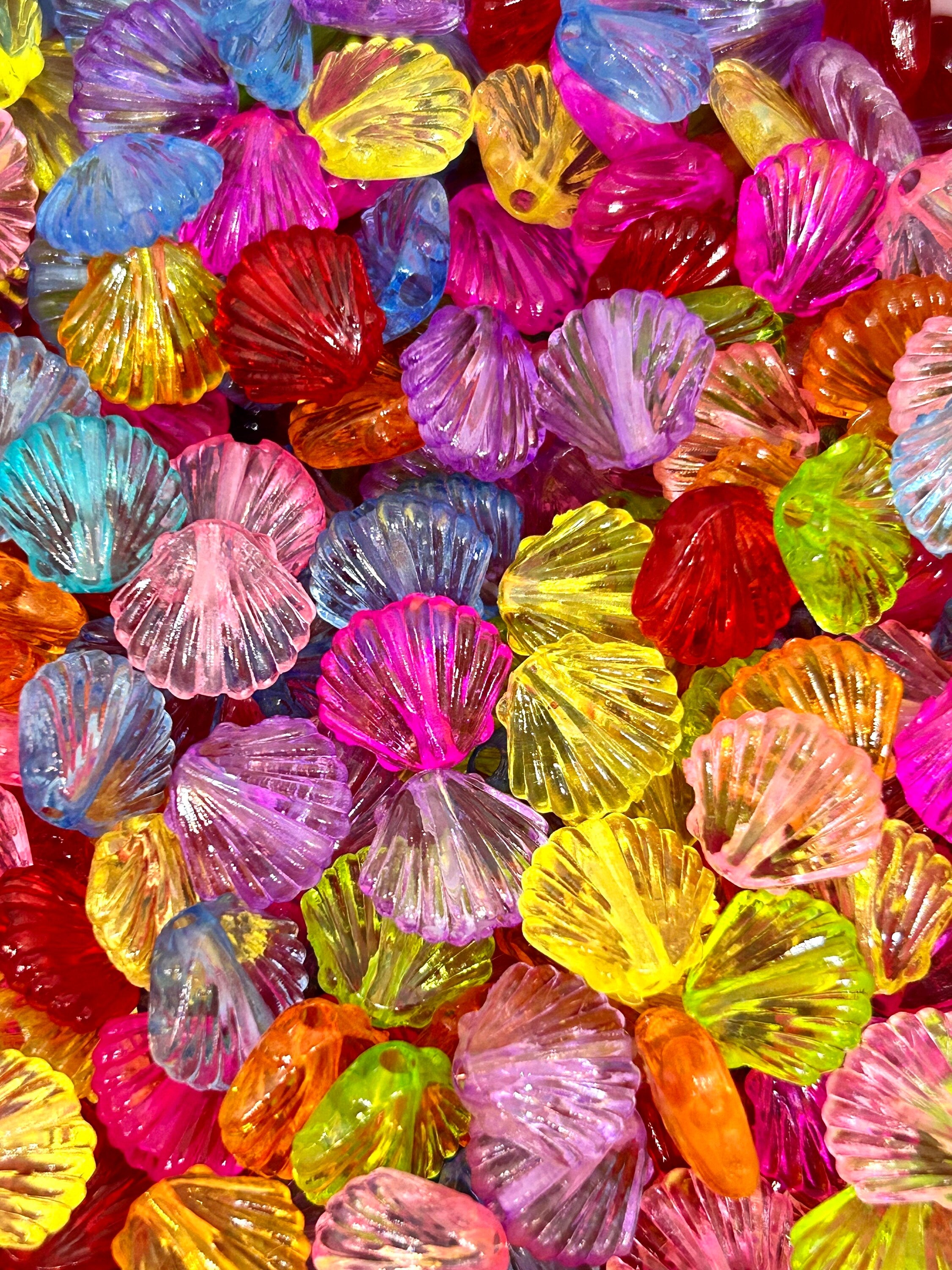 Rainbow Translucent Clam Shell Bead Mix - Perfect for Mermaid-Themed Jewelry Designs