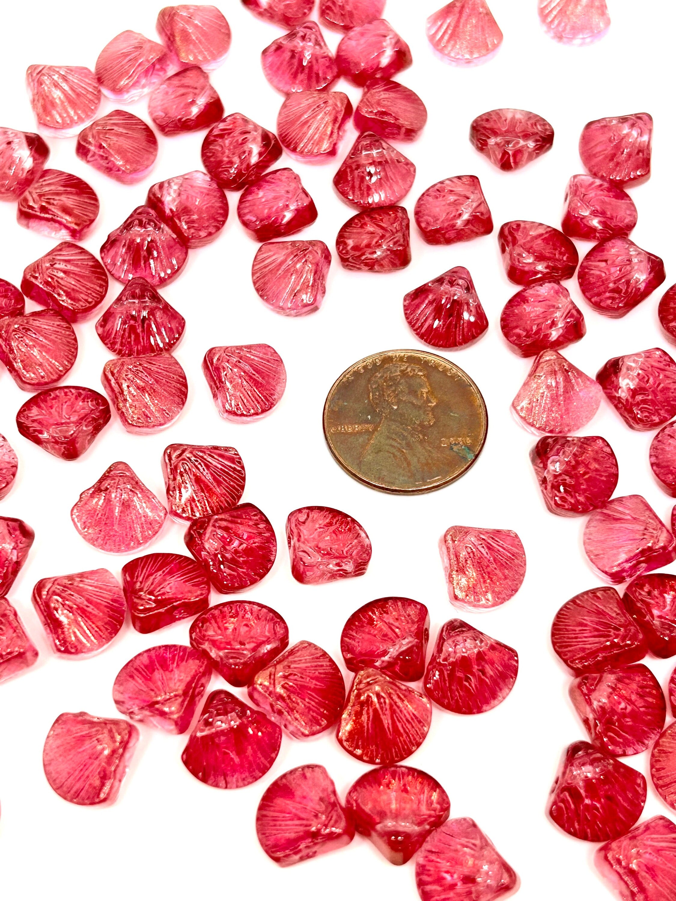 Iridescent Reddish-Magenta Glass Mermaid Seashell Beads - Perfect for Ocean-Inspired Jewelry Designs