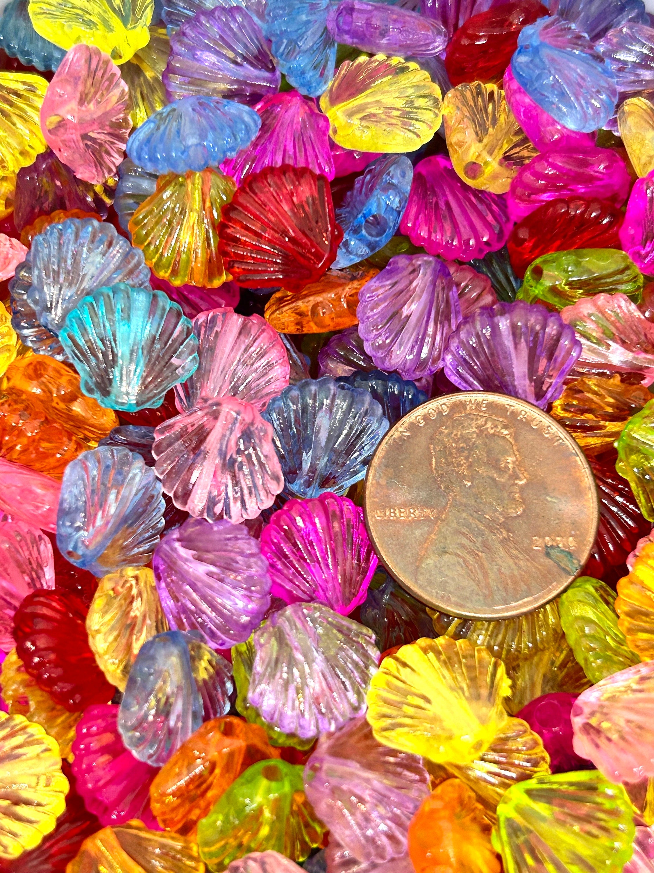 Rainbow Translucent Clam Shell Bead Mix - Perfect for Mermaid-Themed Jewelry Designs
