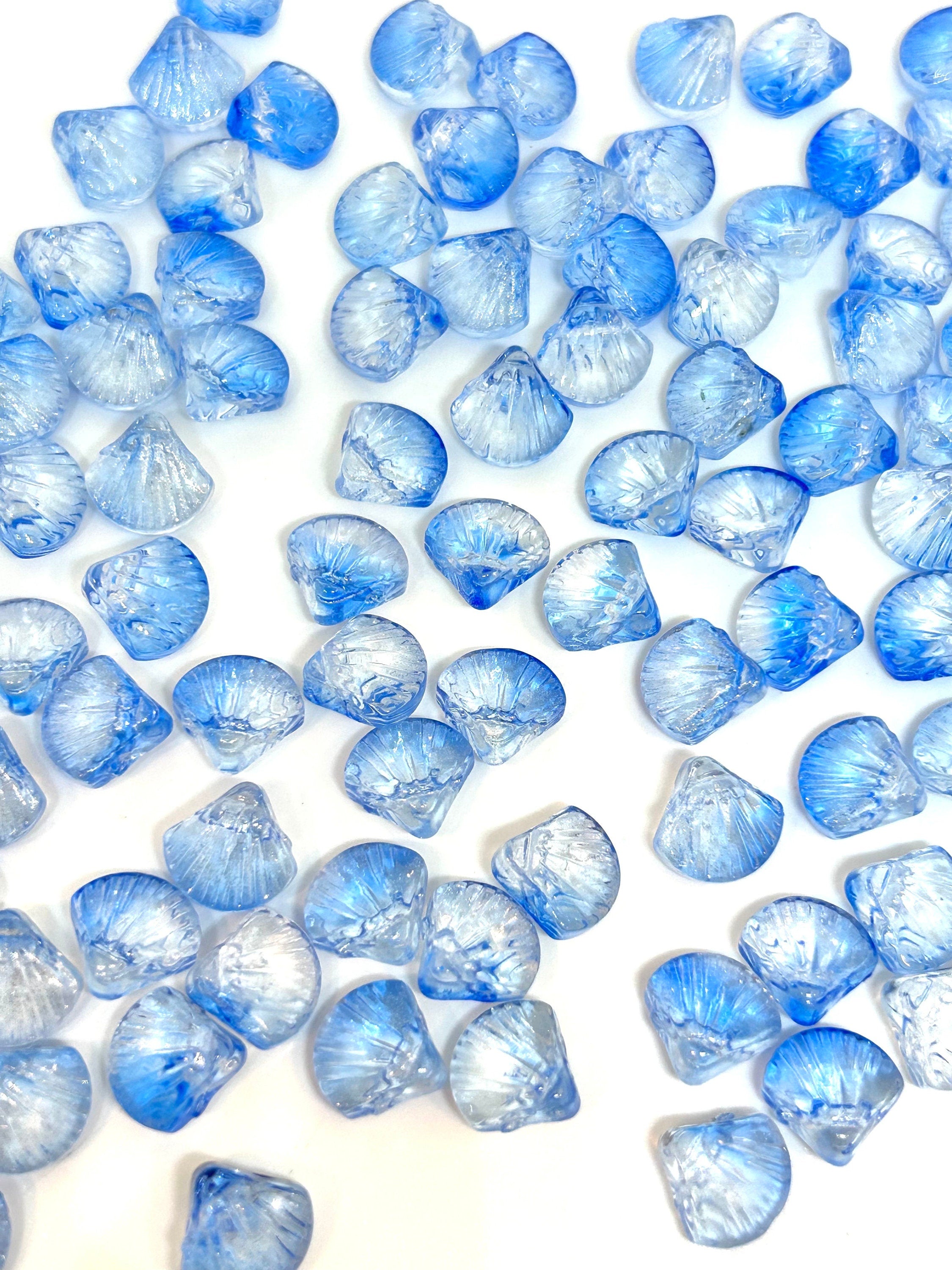 Iridescent Blue Ombre Glass Mermaid Seashell Beads - Ideal for Ocean-Inspired Jewelry Designs