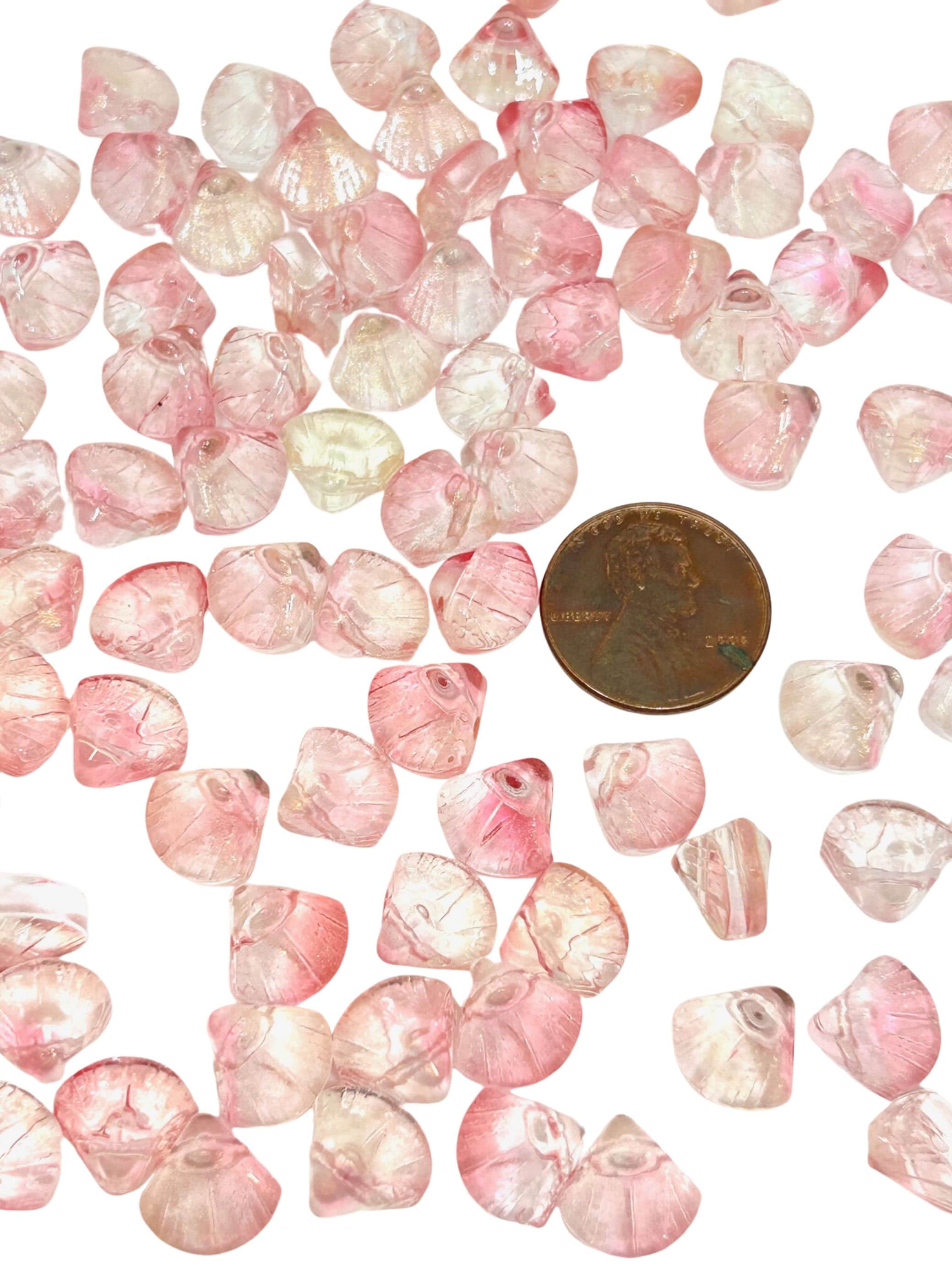Glass Mermaid Seashell Beads with a Hint of Pink - Perfect for Ocean-Themed Jewelry Designs