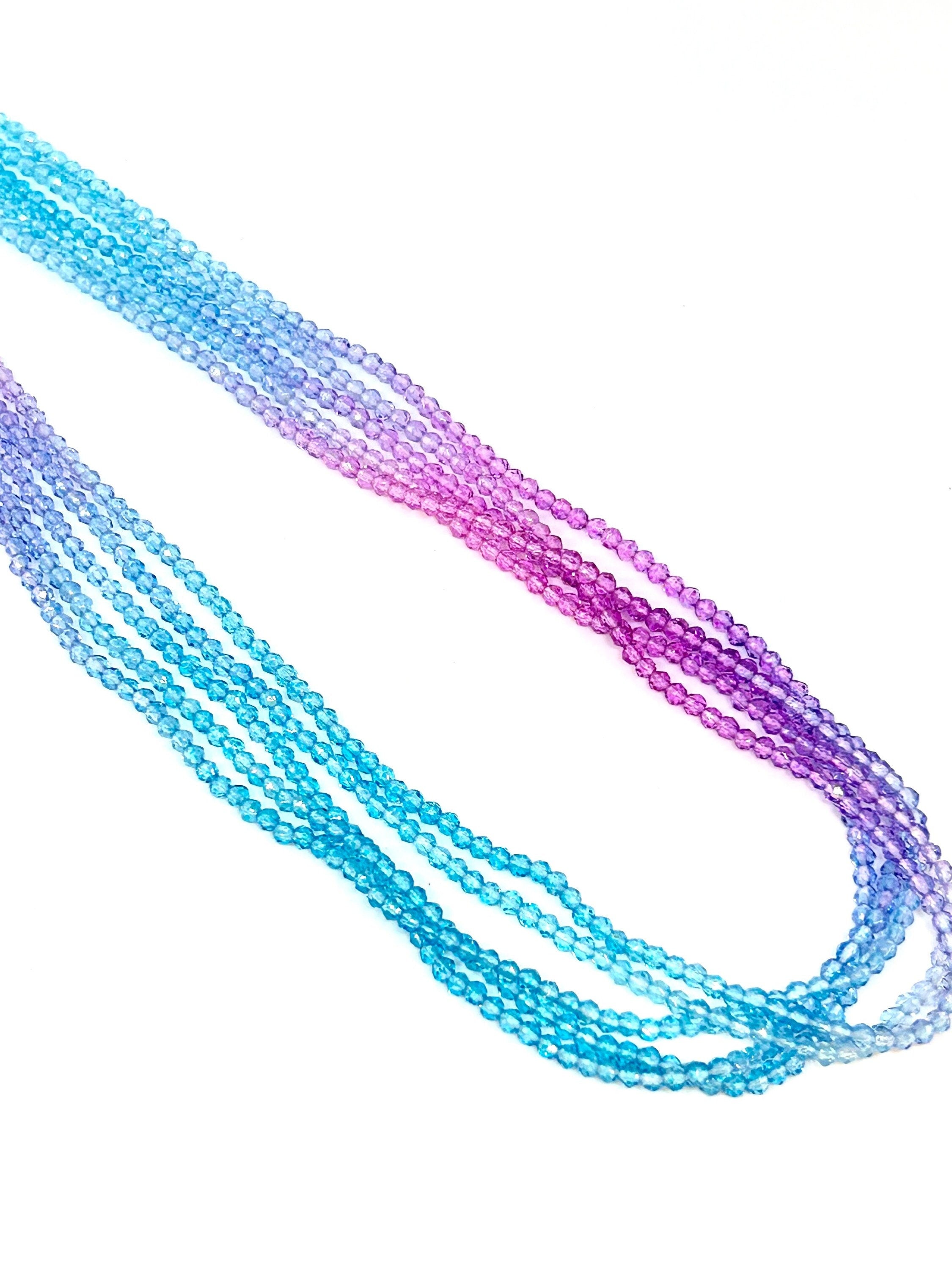 Mermaid Dreams Ombre Glass Beads - Purple, Pink, Blue Faceted Strand