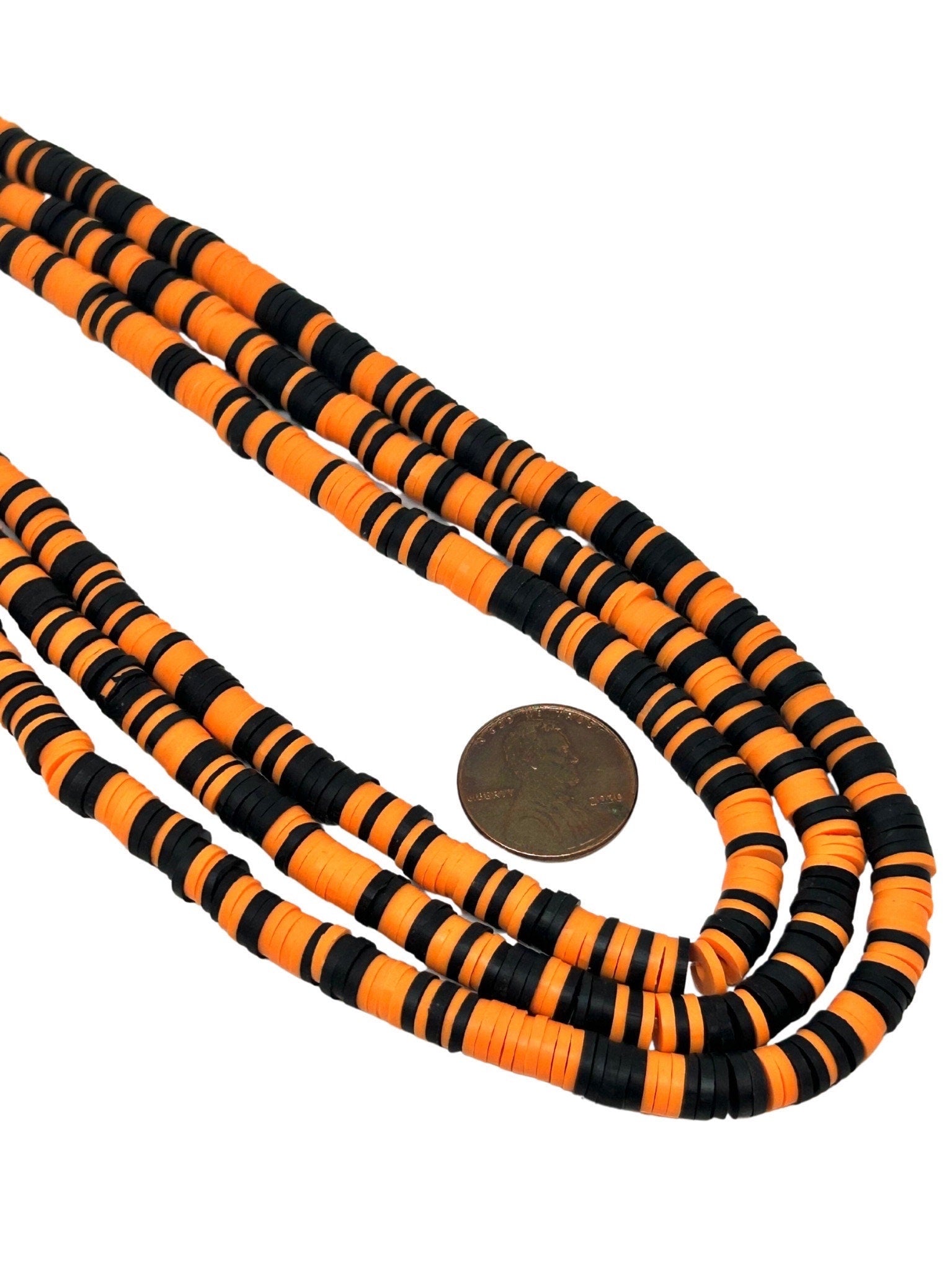 Spooky Halloween Jack O' Lantern Heishi Bead Strand
