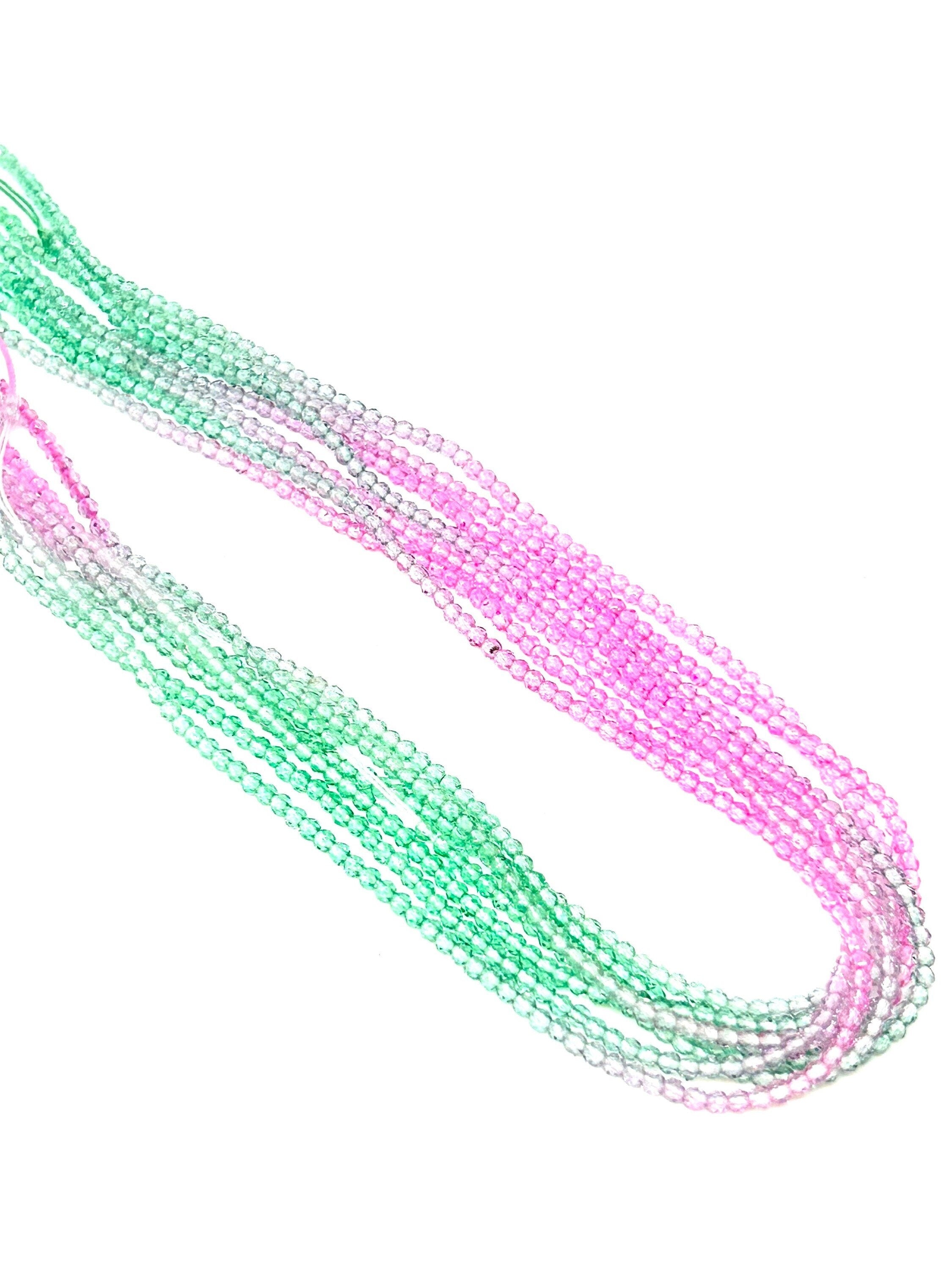 Mermaid's Whisper: Pink & Green Glass Faceted Bead Strand