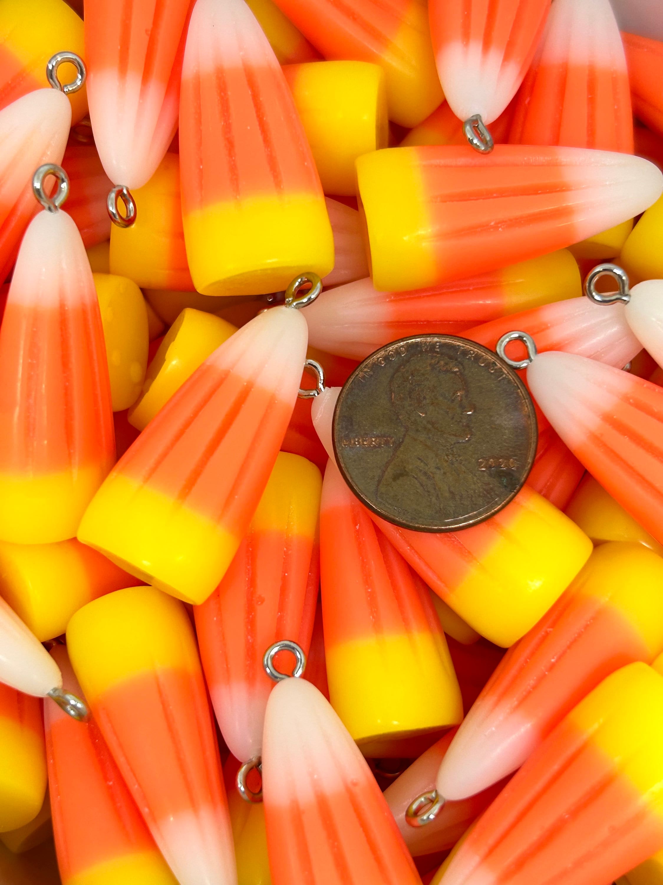 Lifesize Candy Corn Charms - Halloween Jewelry