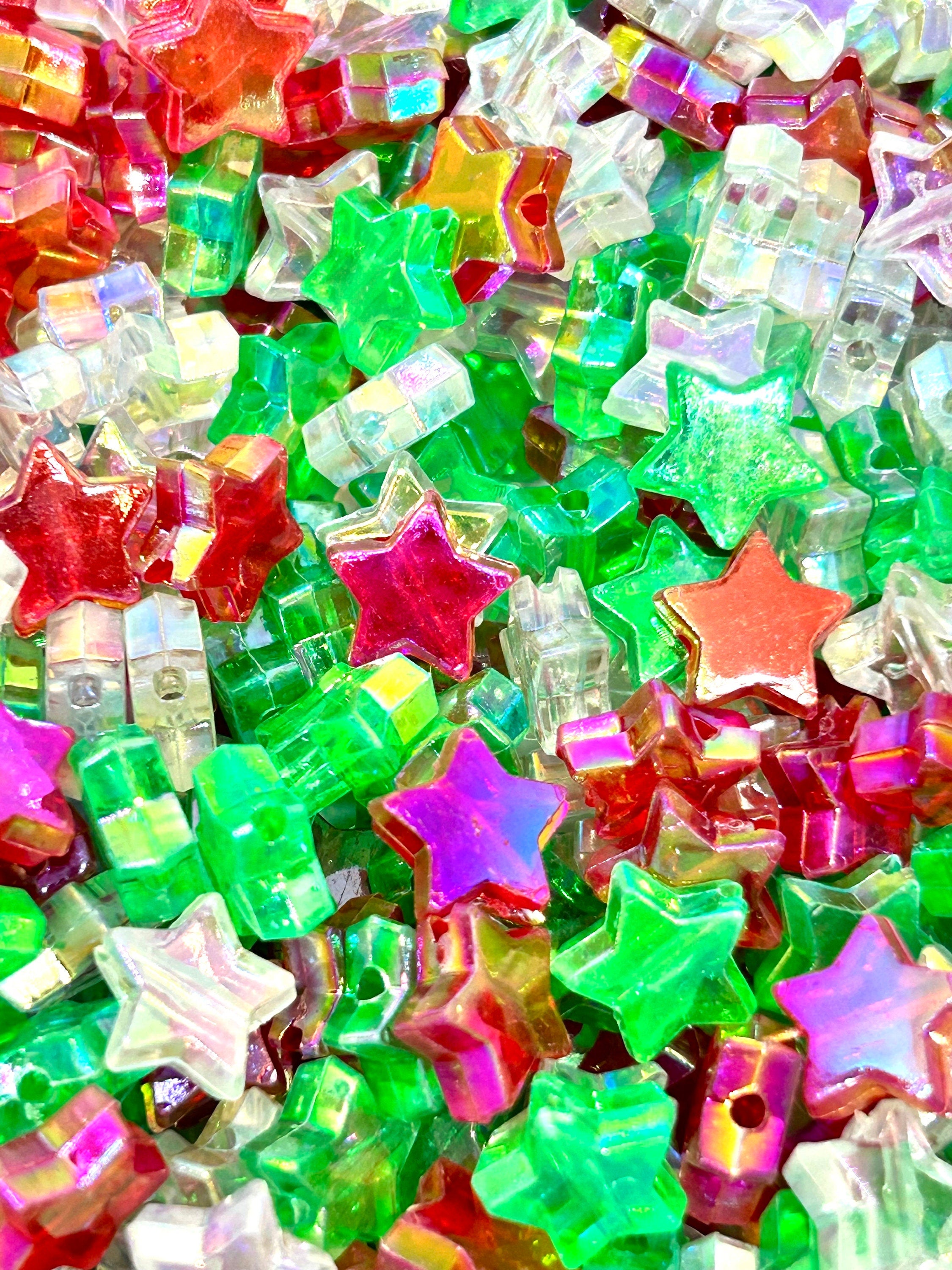 Iridescent Christmas Star Bead Mix