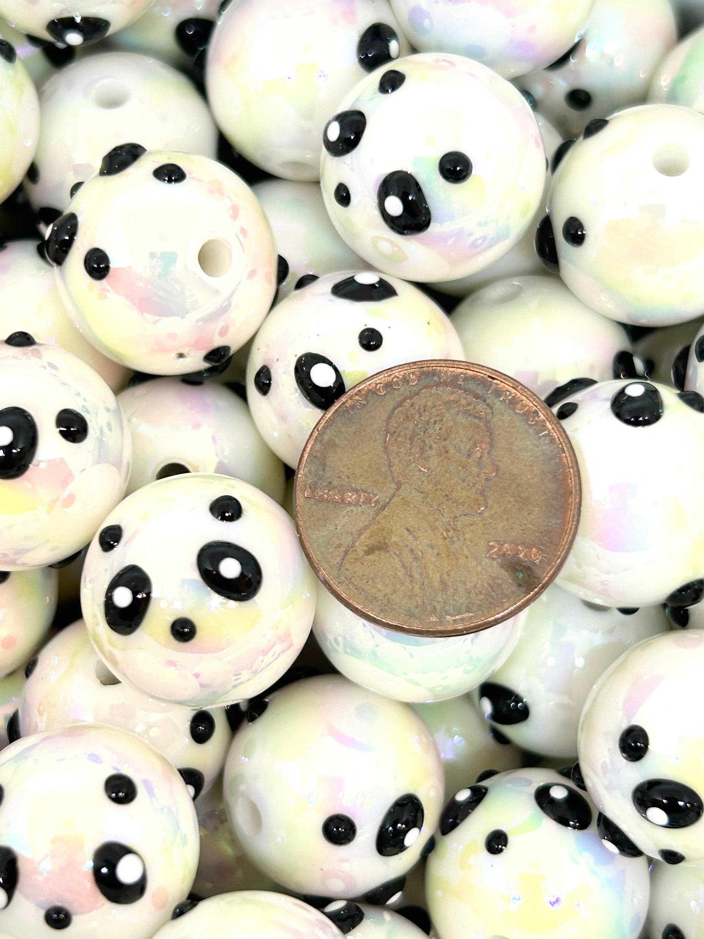 16mm Chunky Hand-painted Panda Beads