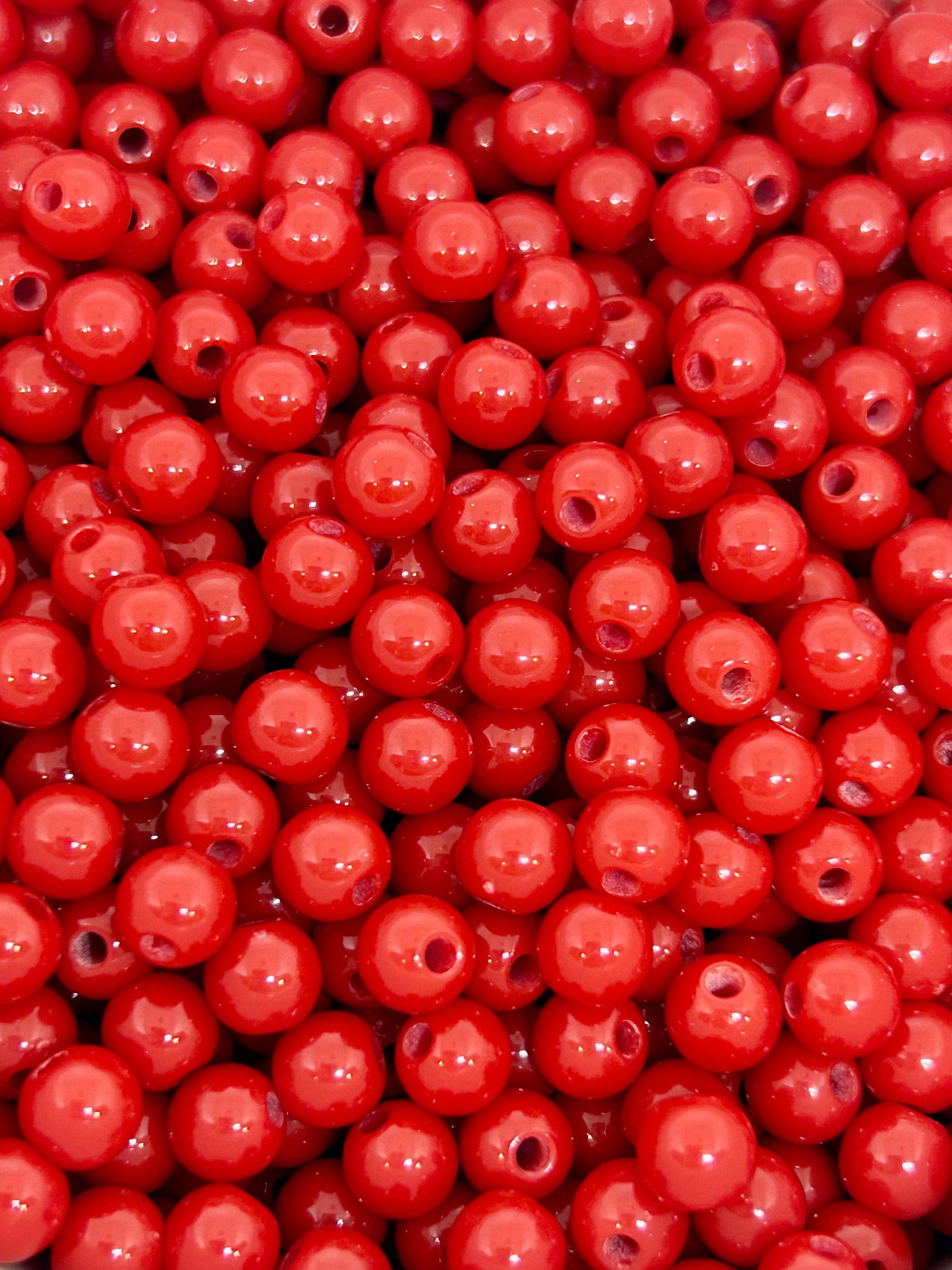 6mm Red Opaque Bracelet Beads - Ideal for Christmas & Valentines Jewelry