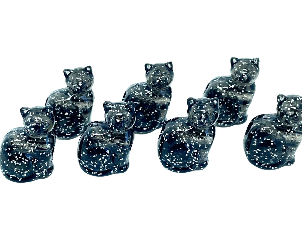 Glitter Black Cat Beads, Cat Beads for Bracelet, Black Beads for Neckl