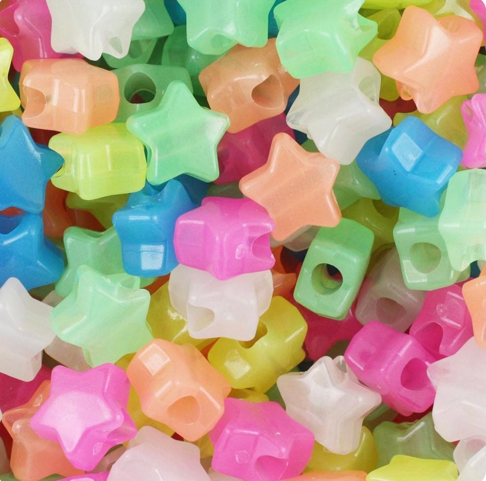 Neon Translucent Star Pony Beads, Kandi Beads, Star beads, Spacer Beads, Rave Beads for Festival, EDM Beads for Jewelry, Festival Beads