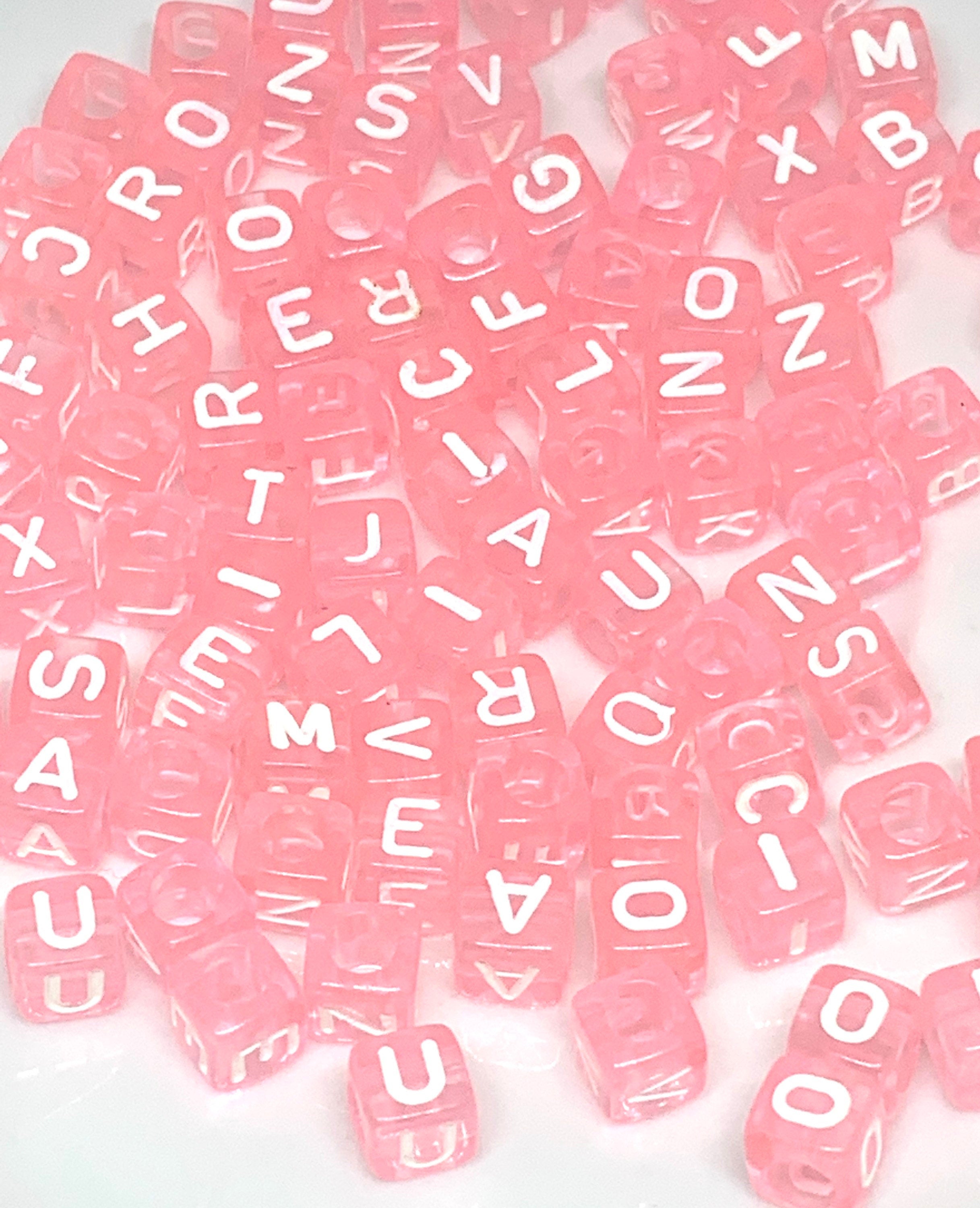 Baby Pink Letter Beads for Bracelets, Name Beads, Alphabet Beads