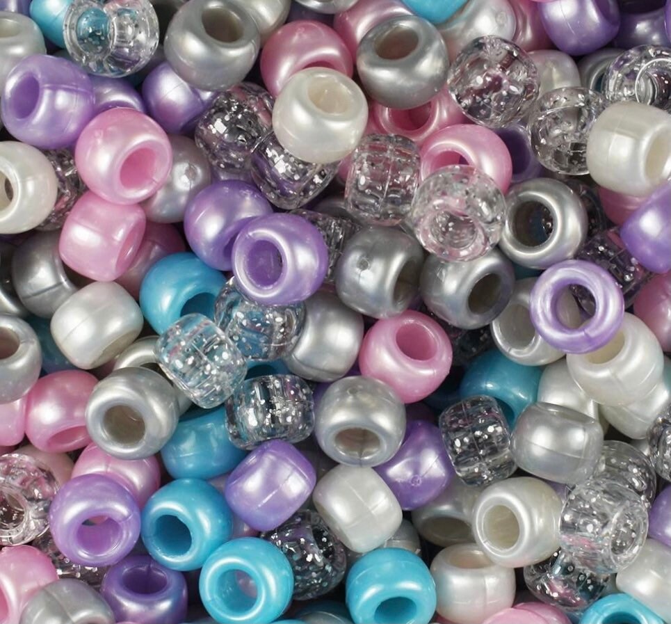 Glitter Kandi Bead Mix, Glitter Pony Bead Mix for Bracelet, Glitter Beads  for Bracelet, Glitter Beads for Necklace, Barrel Bead Mix for Kids