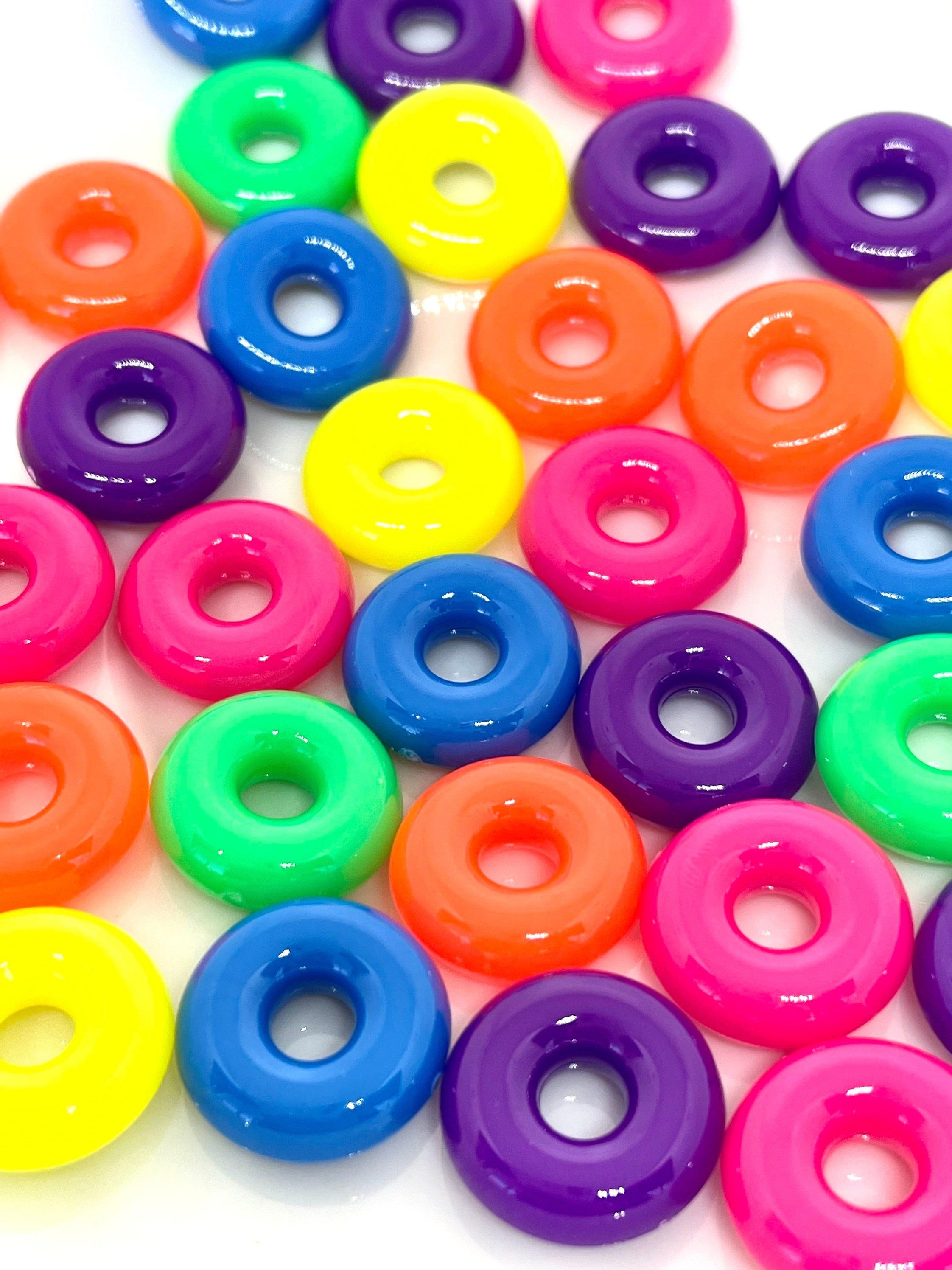 Neon Donut Beads, Kawaii Beads, Cute Beads, Neon Beads, Kawaii Supply