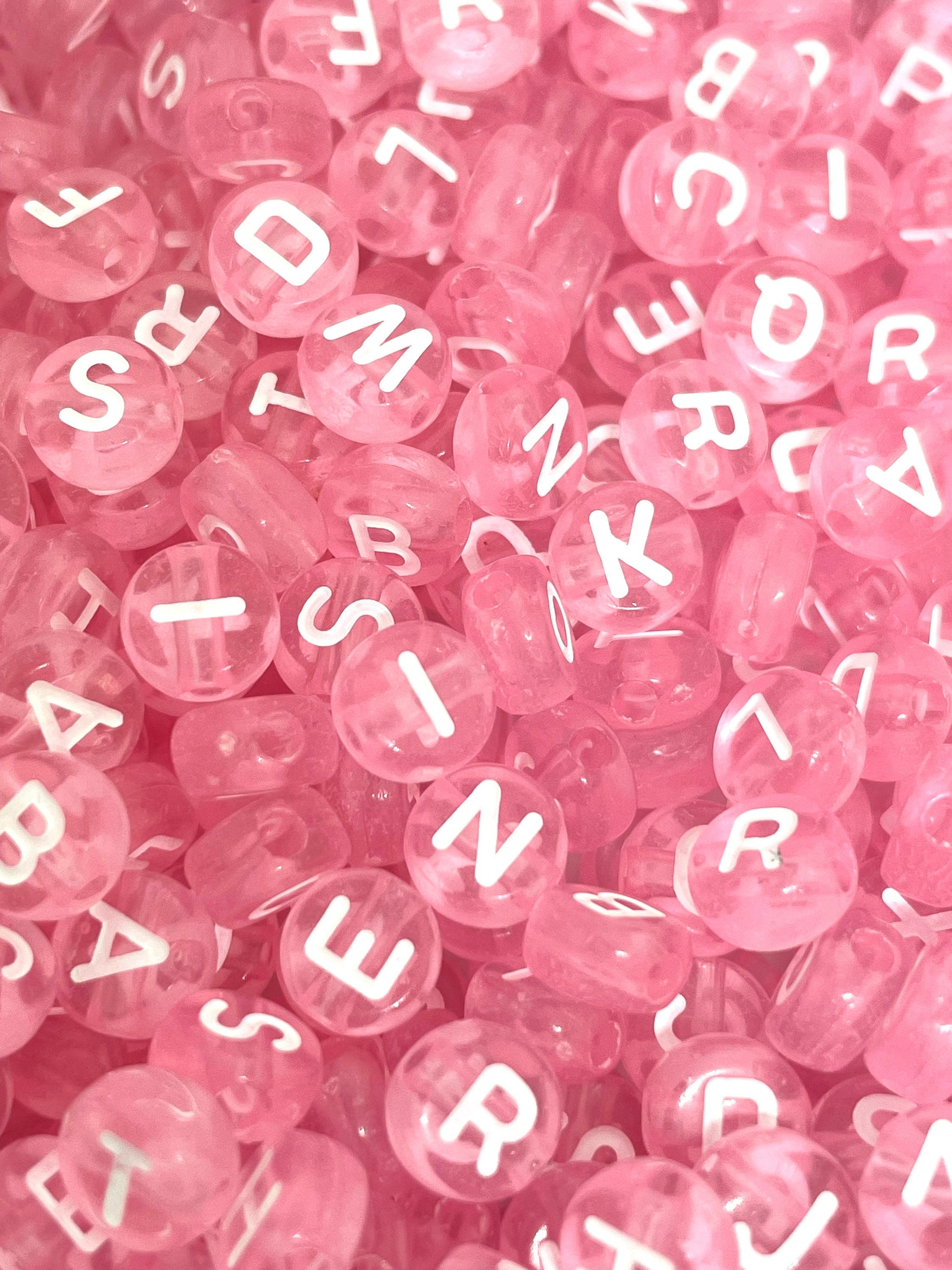 Cute Pink Letter Beads for Bracelet, Pink Alphabet Beads for Bracelet, Pink  Letter Beads for Bracelet, Pink Letter Bead Mix for Necklace