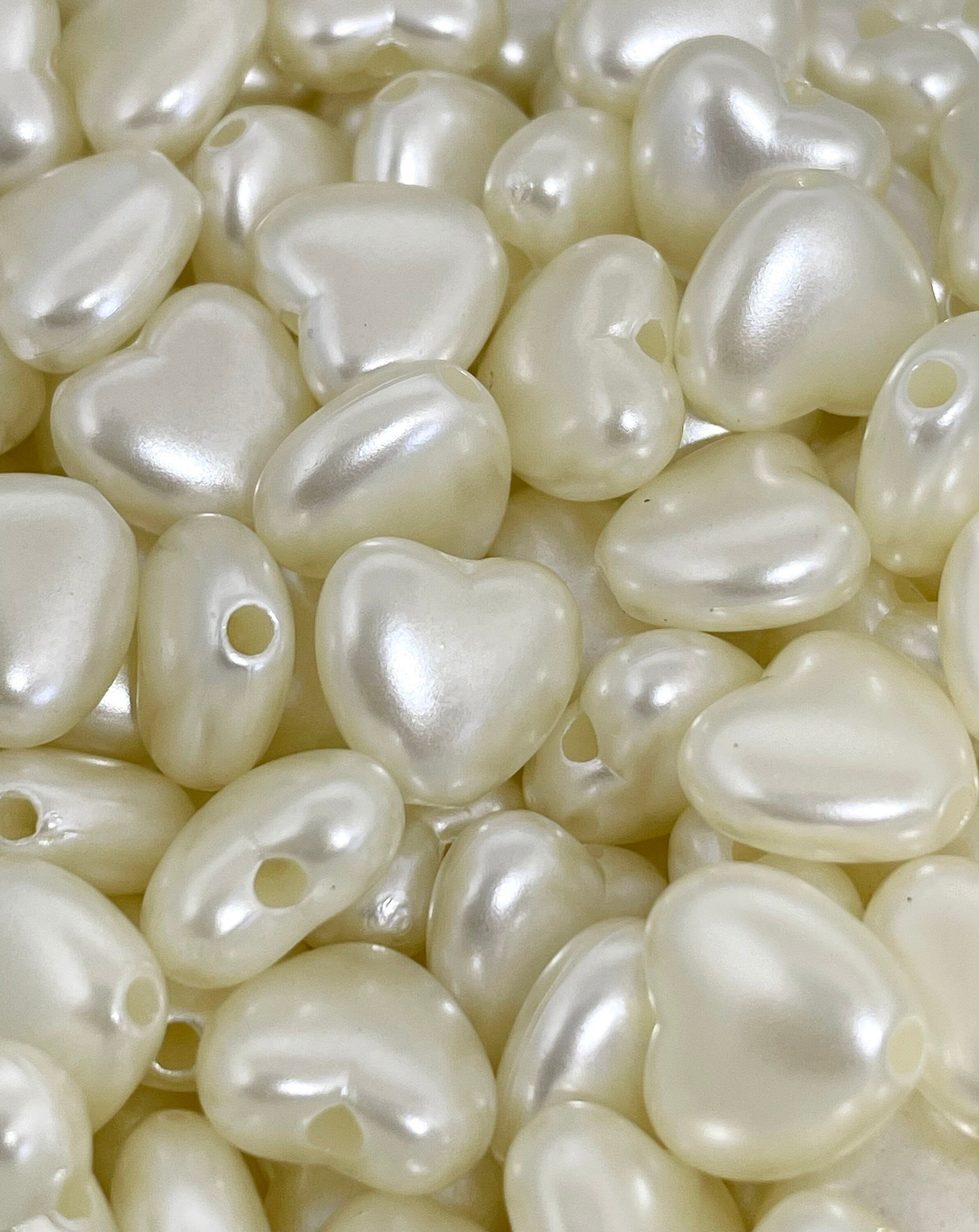 White Pearlized Heart Beads: Elegant and Timeless Craft Jewels
