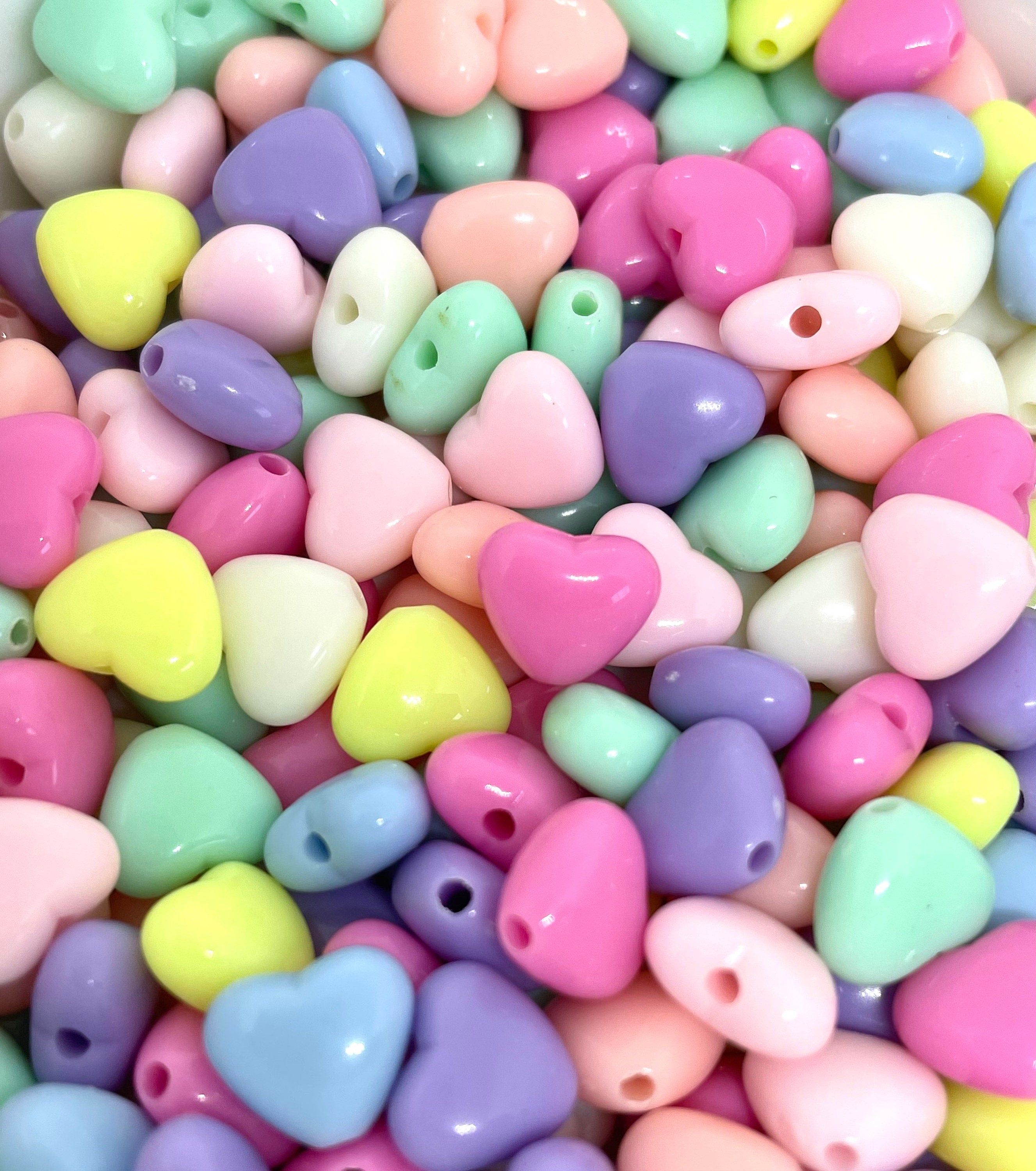 Small Pastel Heart Beads, Cute Heart Beads for Earrings, Pastel