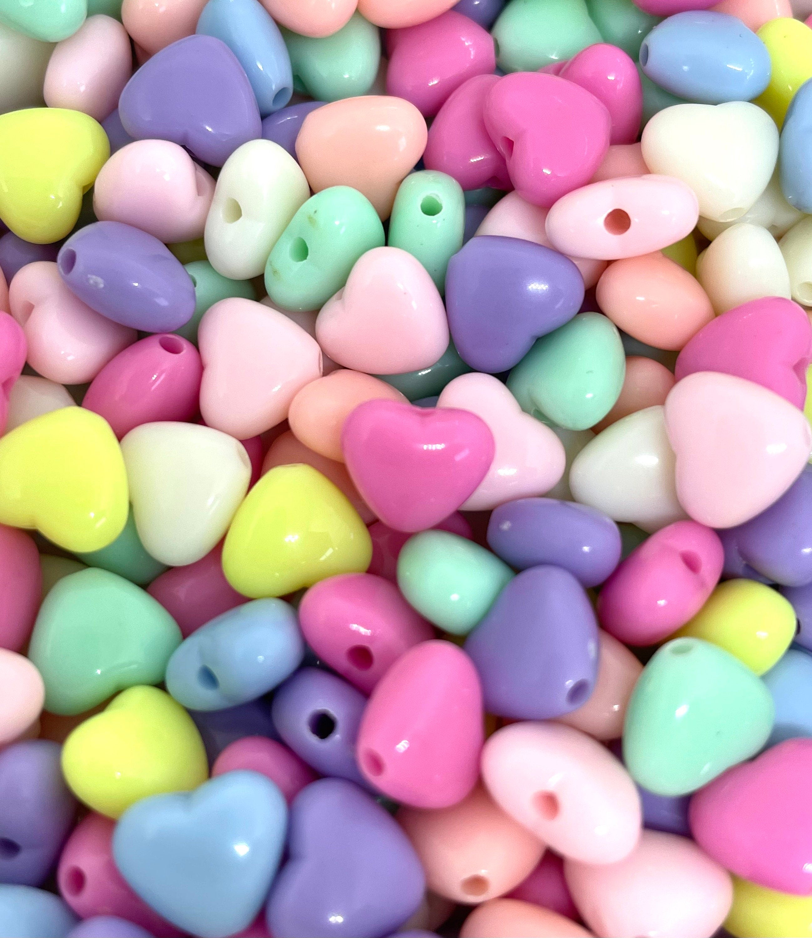 Heart Pony Bead Mix, Heart Beads, Mixed Beads for Kandi, Heart Shaped